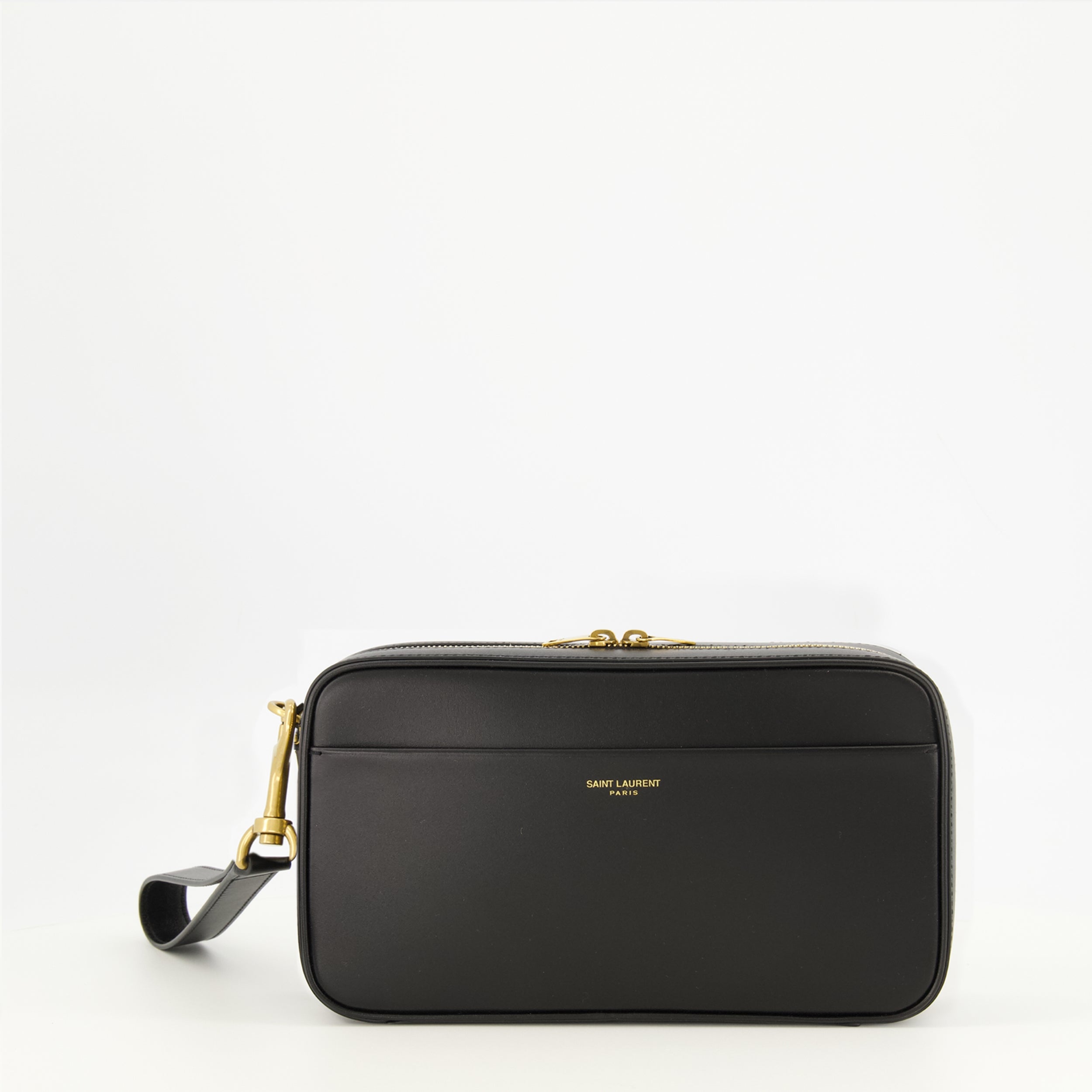 Image of the Saint Laurent Paris black pouch for men - Spring-Summer 2026 - Front View