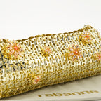 Sacs à main et épaule Pochette in Metallo Dorato del 1969 con Fiori in Strass Rabanne Doré Femme