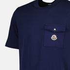 Camisetas T-shirt com Logotipo e Bolso Moncler Azul escuro Homme