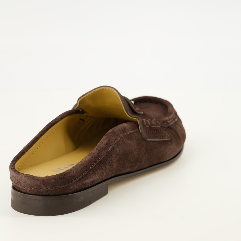 Chaussures ouvertes Braune Wildleder Scrunch Mules Fendi Marron Femme
