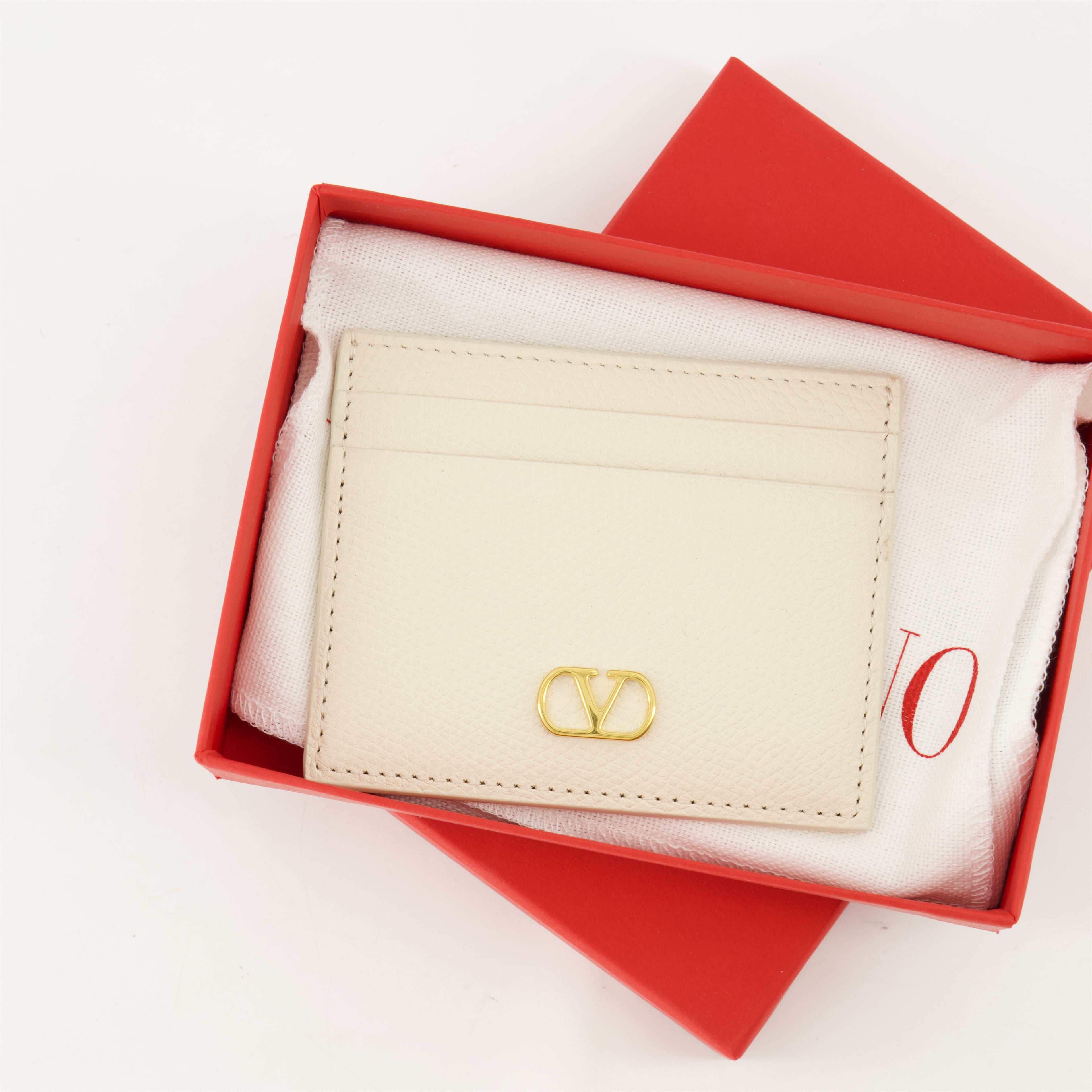 Small leather goods VLogo Cardholder Valentino Garavani Beige Femme