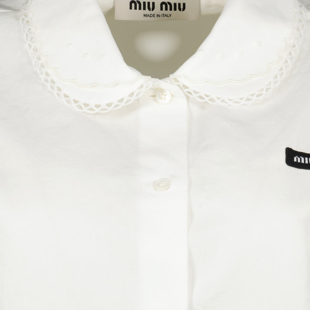 Immagine della camicia bianca in popeline del marchio Miu Miu per donna - Primavera-Estate 2026 - Vista dettagliata_2