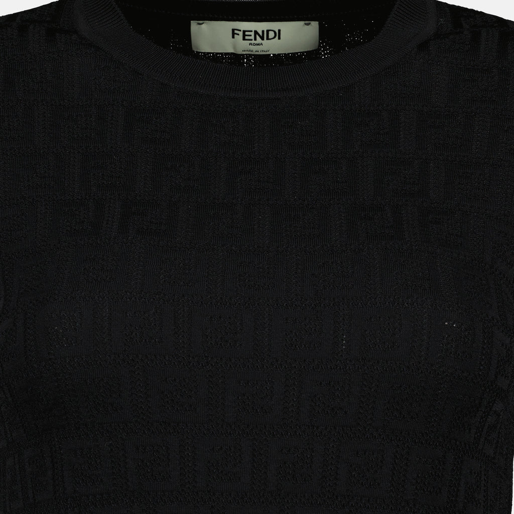 Image de l'article T-shirt FF noir de la marque Fendi pour Femme - Saison Printemps-Été 2026 - Vue détaillée_1
