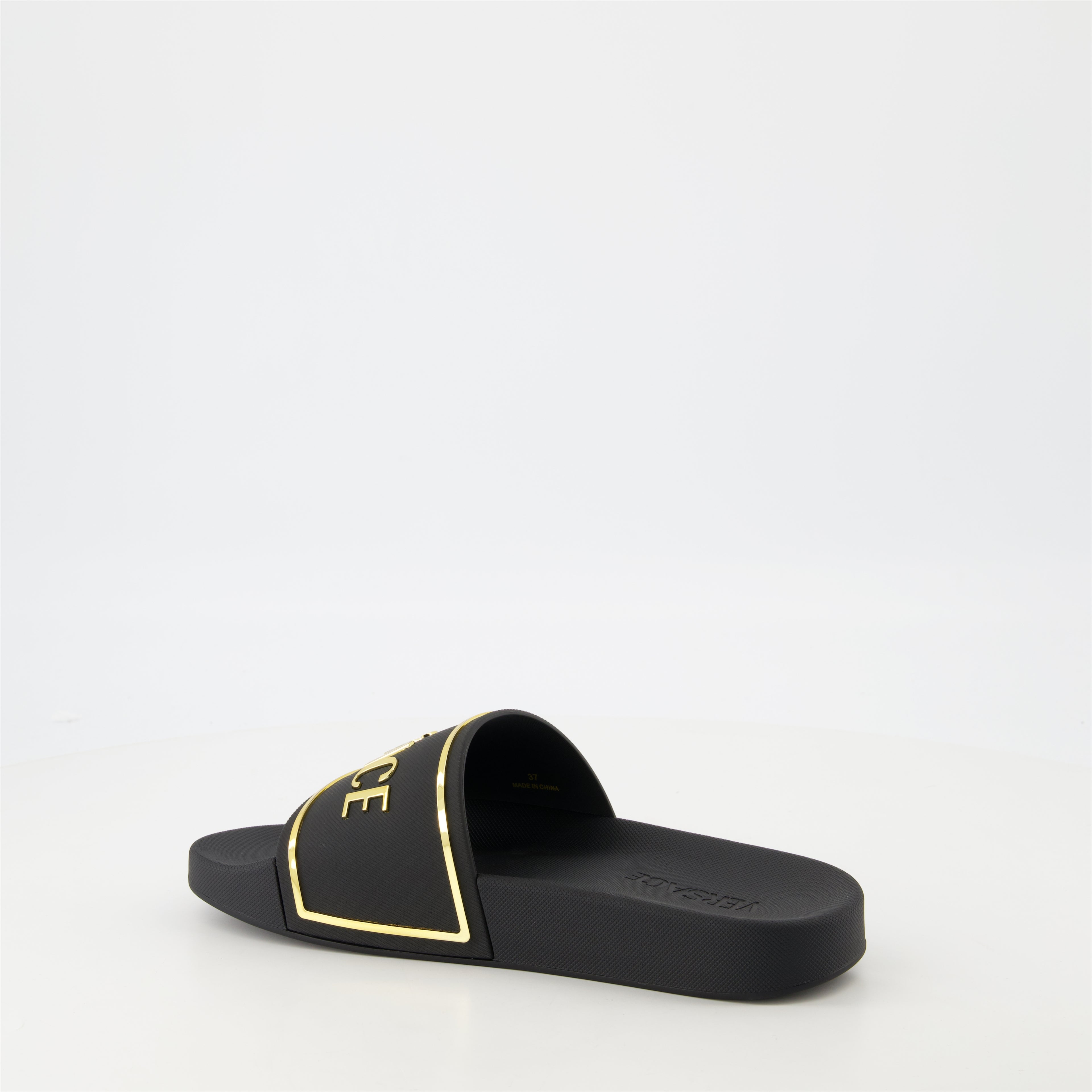 Offene schuhe Logo Slippers Versace Schwarz Femme