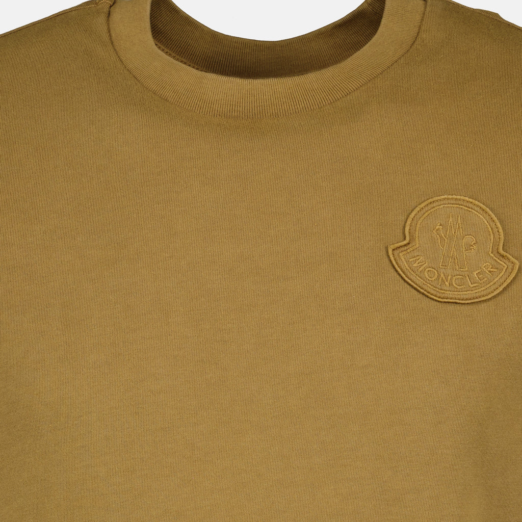 몽클레르 브랜드 남성용 갈색 자수 로고 티셔츠 - 2026년 봄-여름 시즌 - 상세 이미지_2