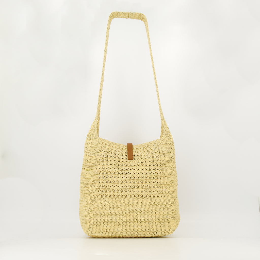 Handtaschen und schultertaschen Sac hobo en raphia Saint Laurent Beige Femme
