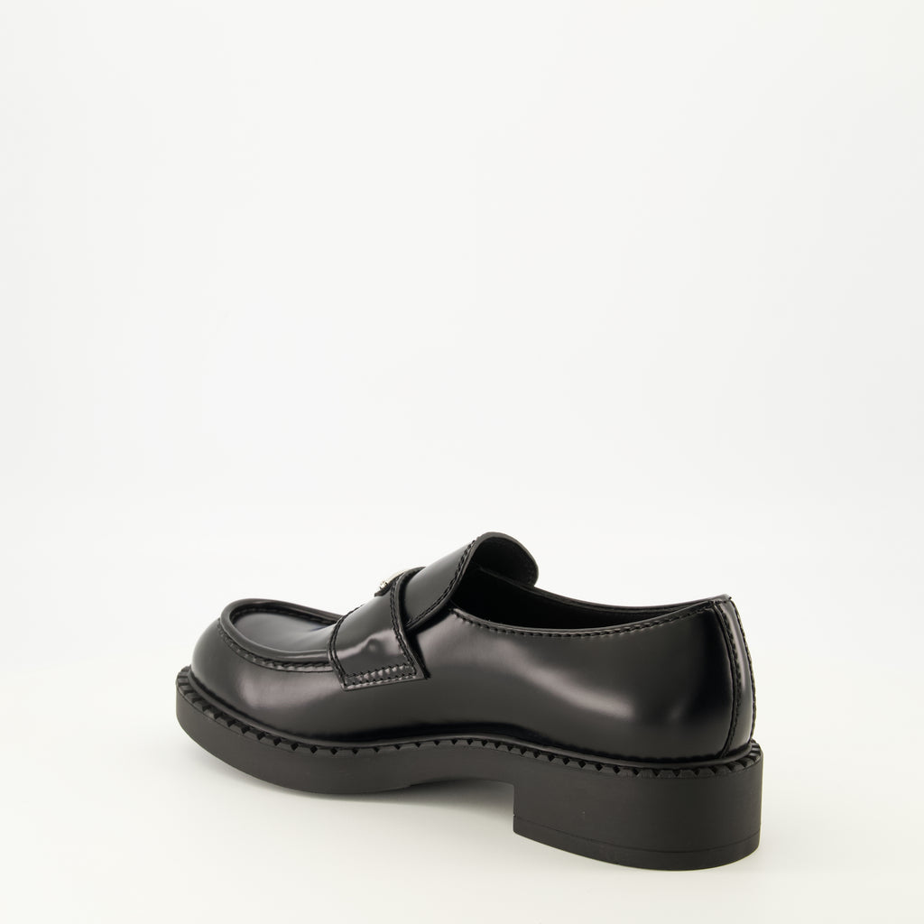 Mocassins Moccassins Chocolate noir en cuir brossé Prada Noir Homme
