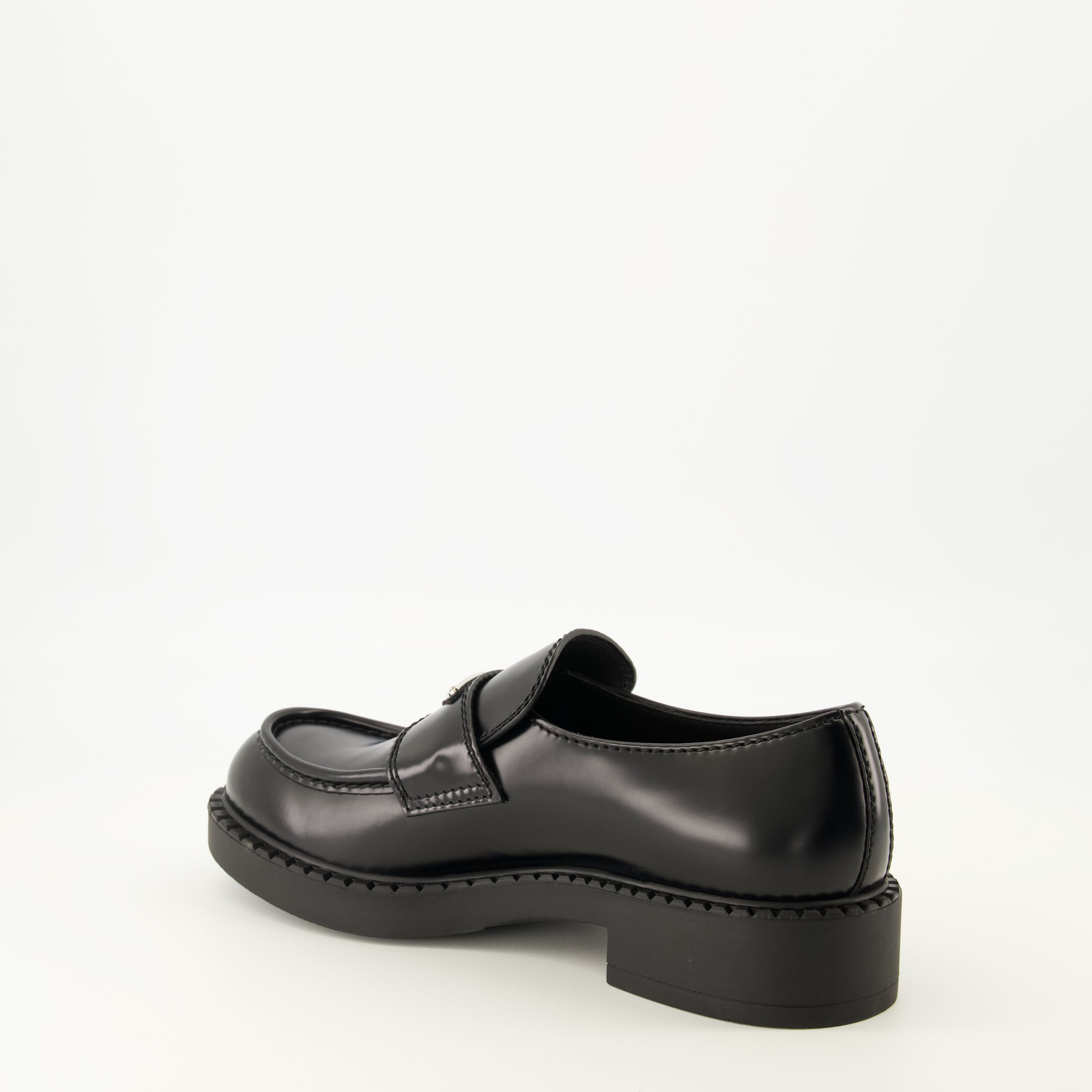 Mocassins Moccassins Chocolate noir en cuir brossé Prada Noir Homme
