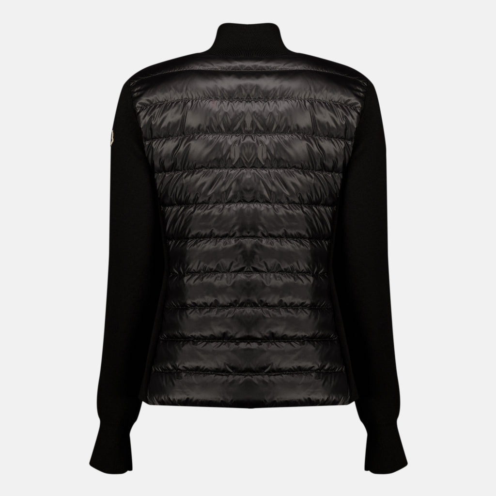Vestes Gestepptes Zip-Cardigan aus schwarzer Wolle Moncler Noir Femme