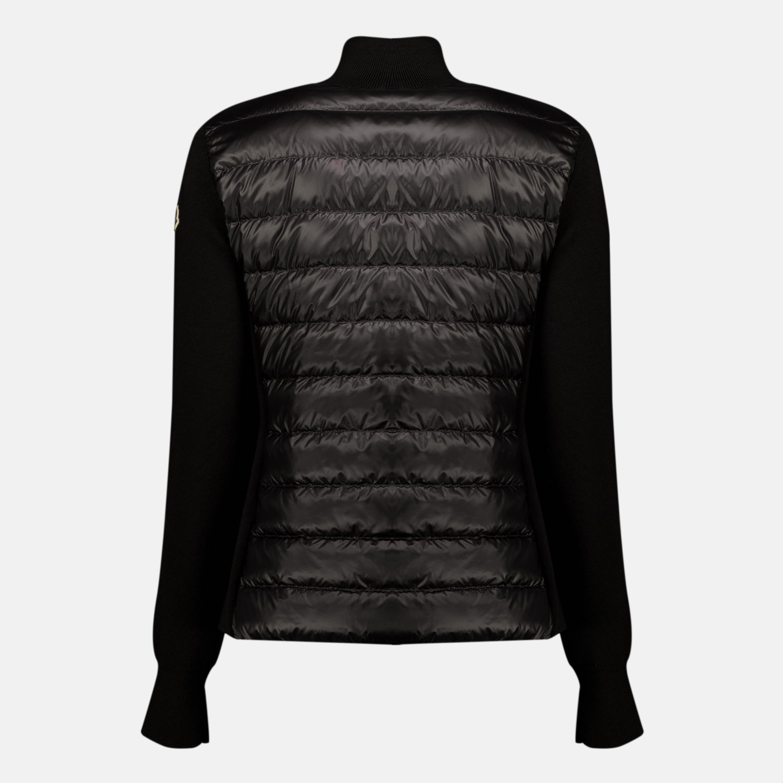 Vestes Cardigan zippé matelassé en laine noir Moncler Noir Femme