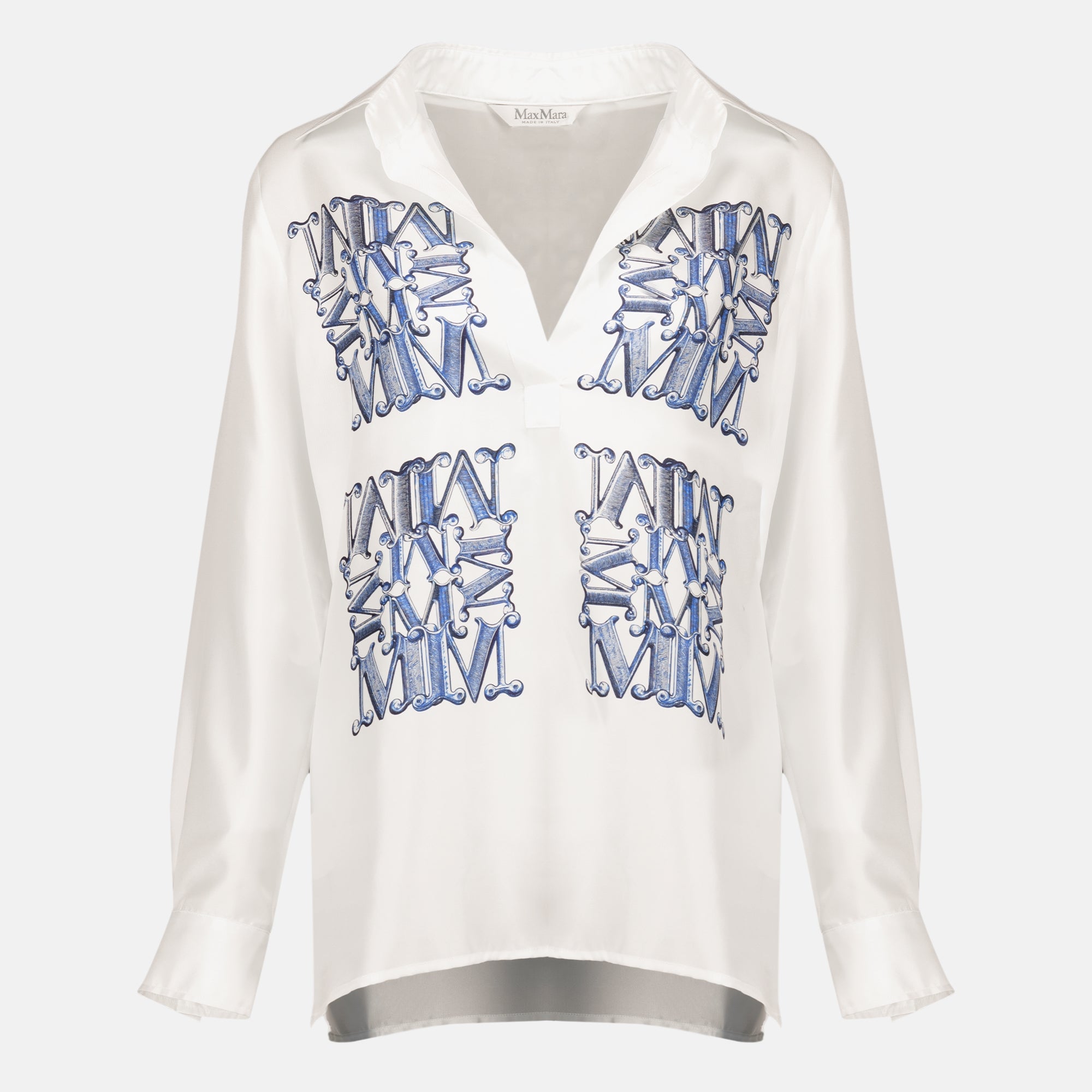 Chemises Chemise blanche en soie avec imprimé Max Mara Bleu Femme