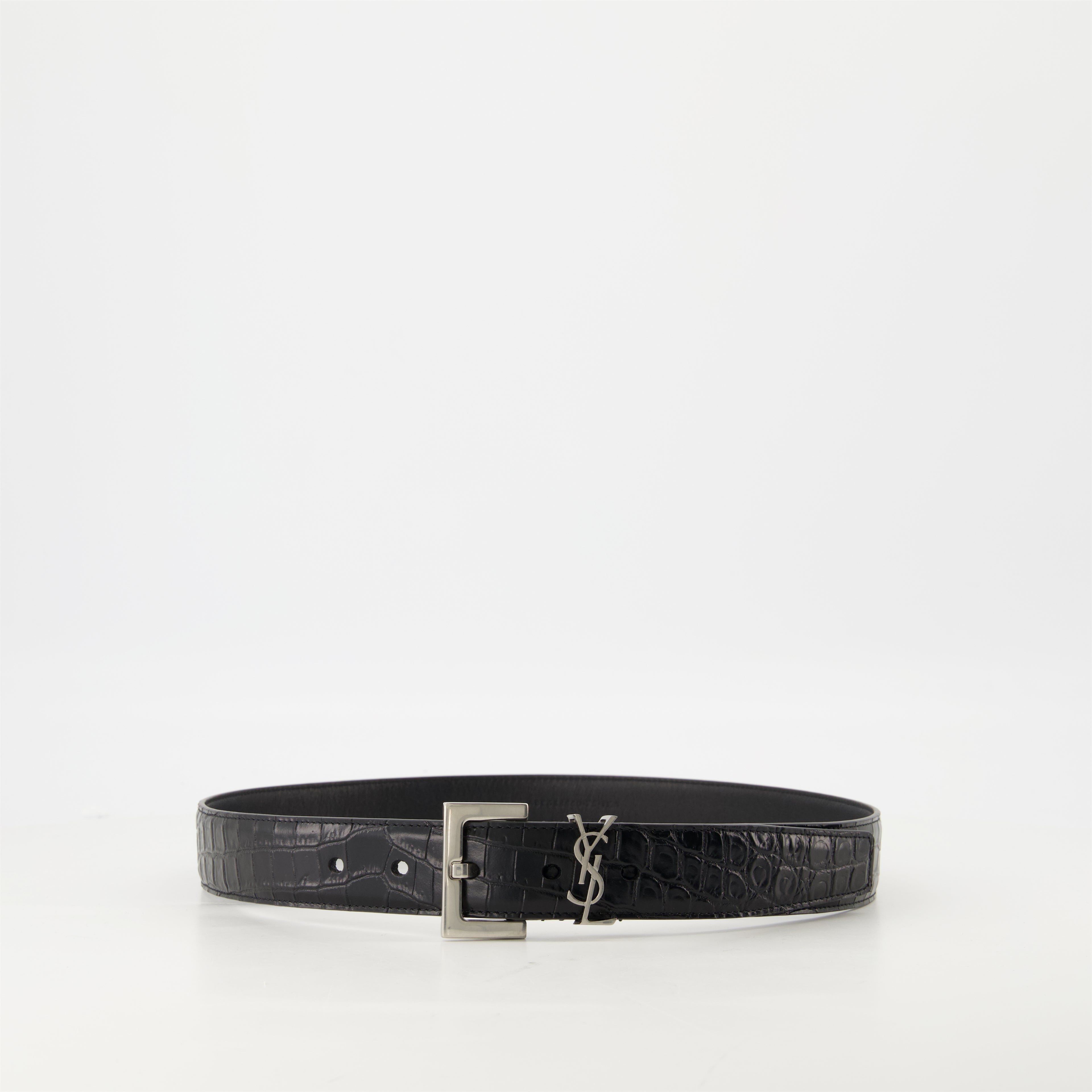 Ceintures Ceinture YSL Cassandre Saint Laurent Noir Homme