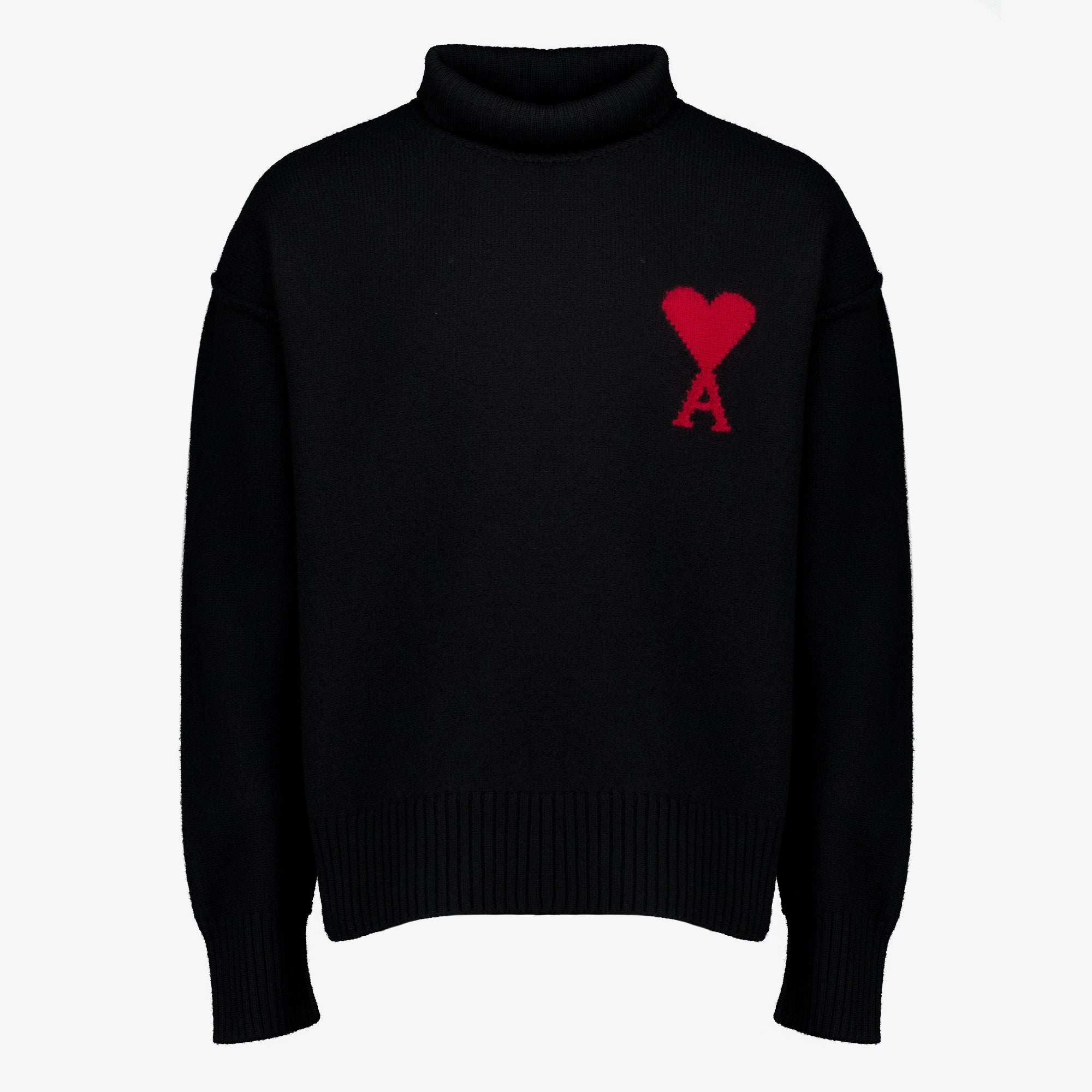 Maille Suéter negro AMI Heart de cuello alto Ami PARIS Noir Unisexe