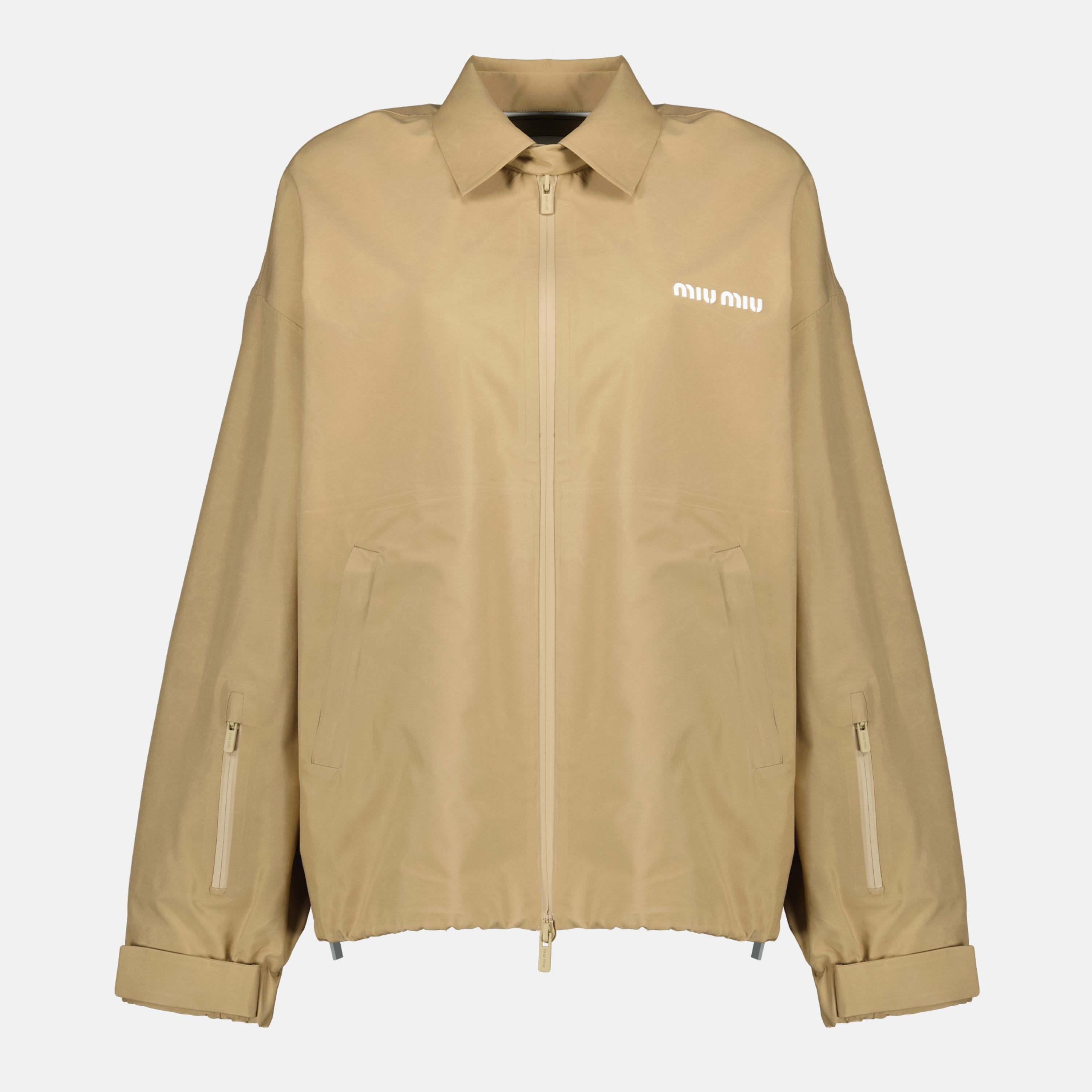 Imagem do corta-vento bege da marca Miu Miu para Mulheres - Temporada Primavera-Verão 2026 - Vista Frontal