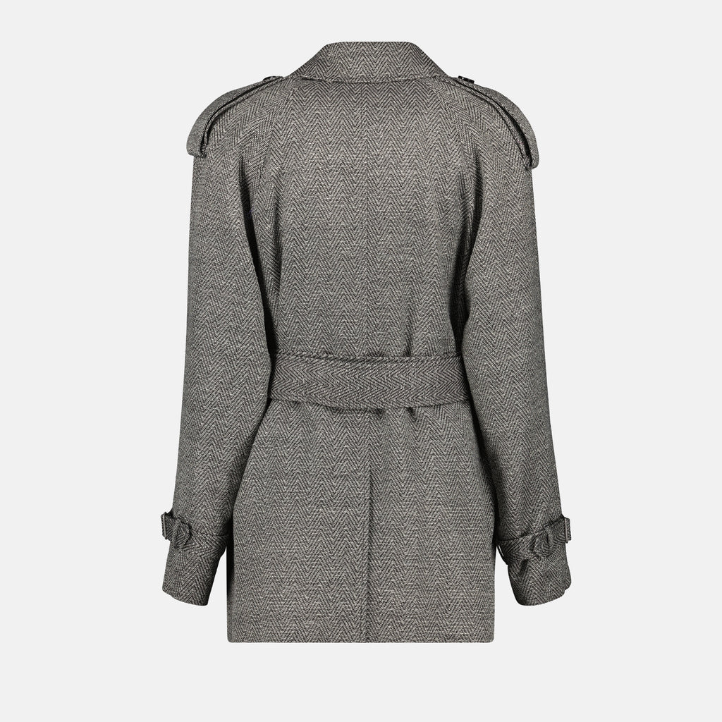 コート ウールとシルクのトレンチコート Burberry グレー Femme