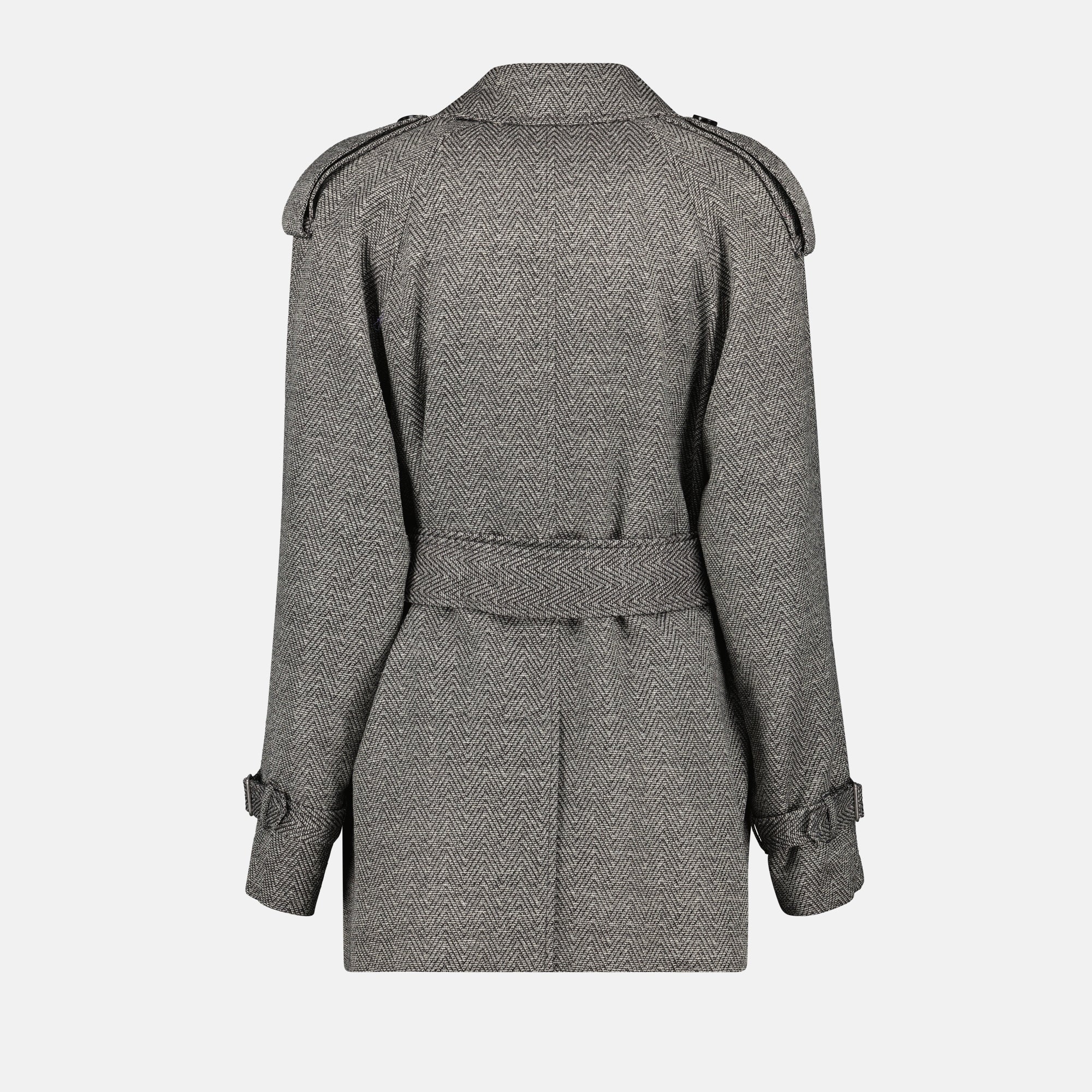 コート ウールとシルクのトレンチコート Burberry グレー Femme