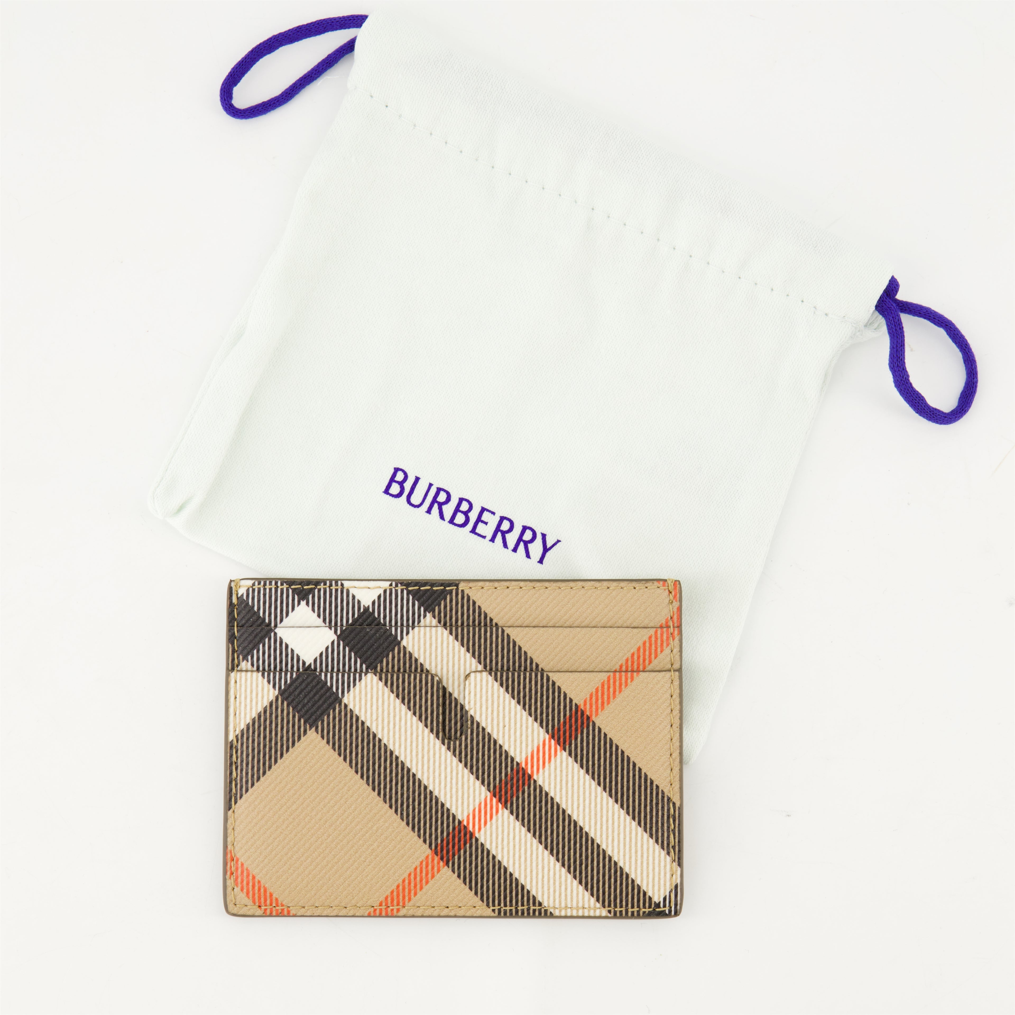 Small leather goods Sandon Check Card Holder Burberry Beige Homme