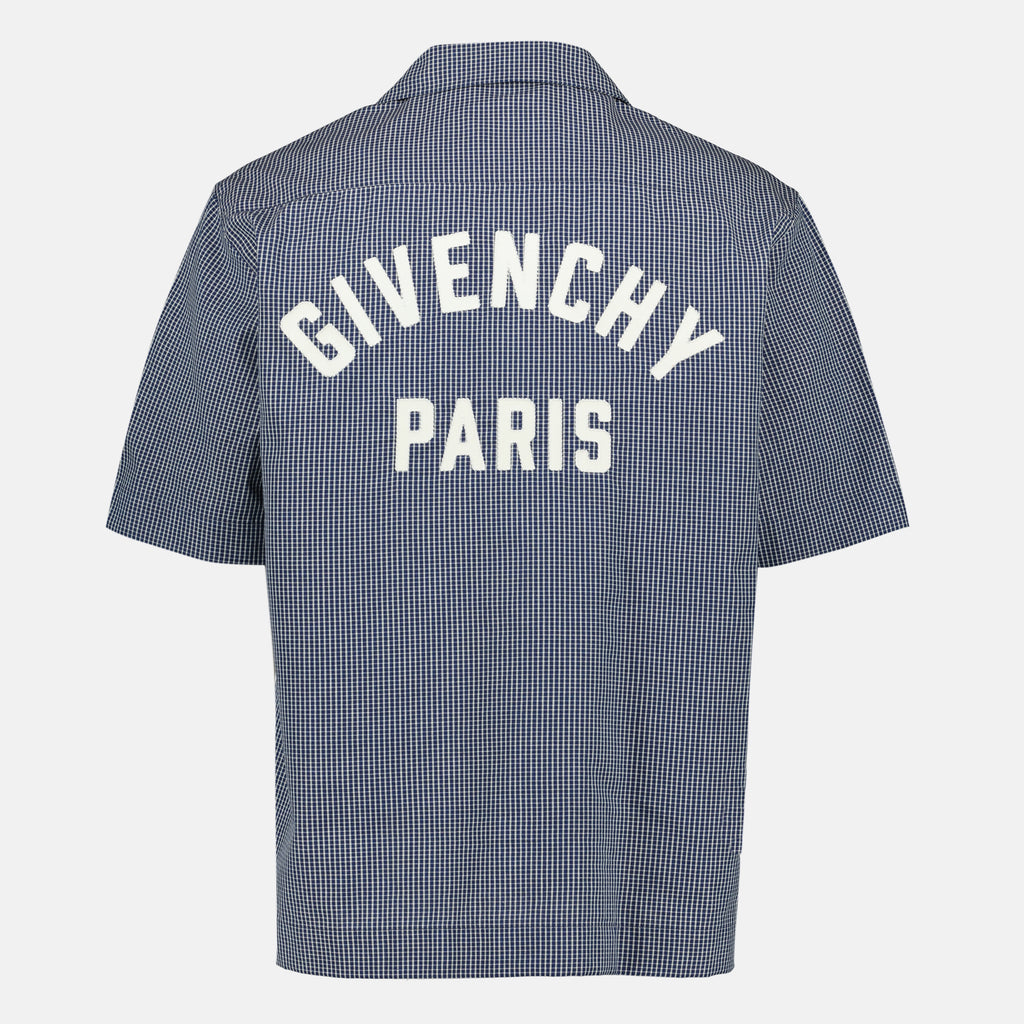 Imagem da camisa xadrez em algodão azul-marinho da marca Givenchy para Homem - Temporada Primavera-Verão 2026 - Vista Traseira