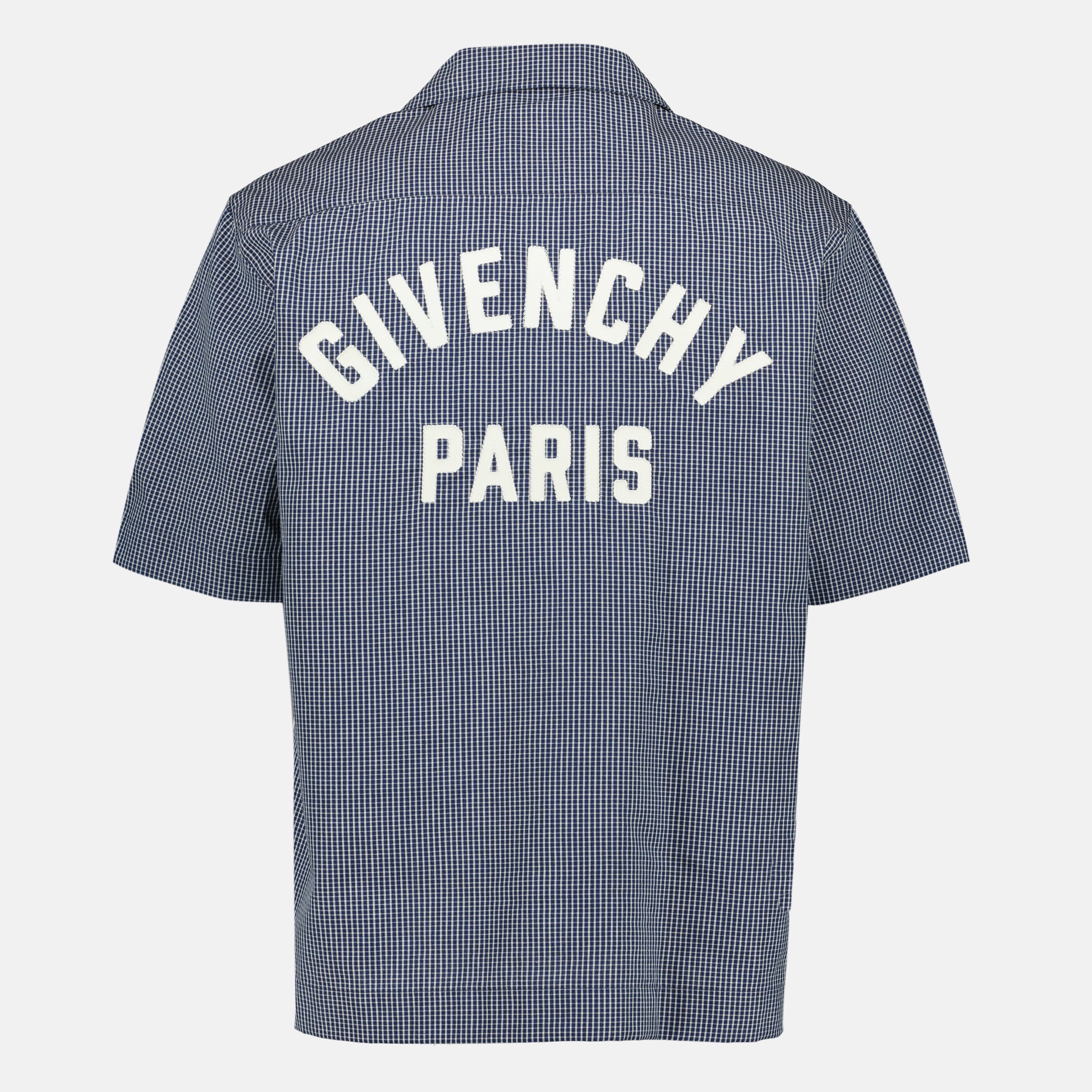 Image de l'article Chemise à carreaux en coton bleu marine de la marque Givenchy pour Homme - Saison Printemps-Été 2026 - Vue de Dos