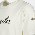 T-shirts T-shirt à logo brodé Moncler Blanc Homme