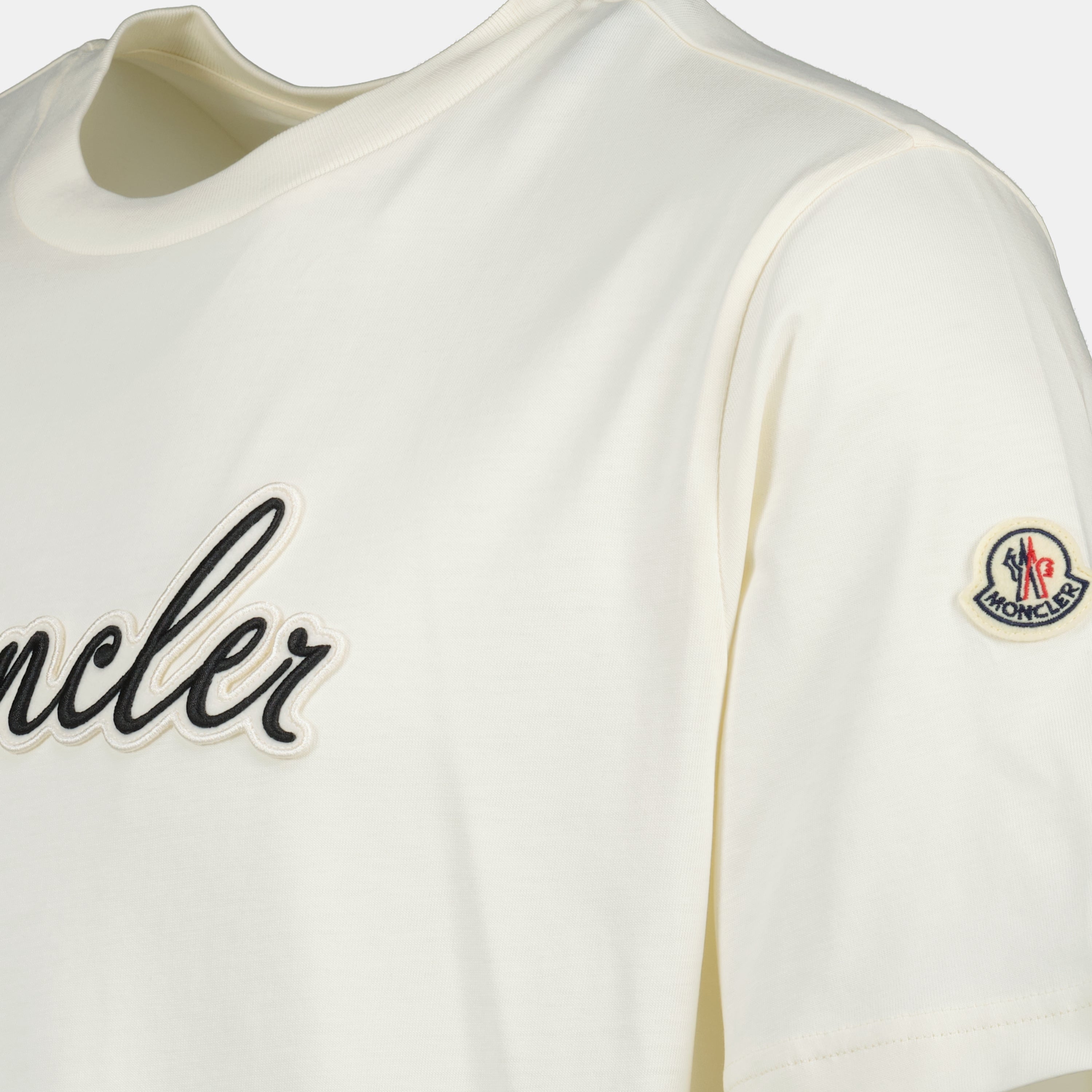 Camisetas T-shirt com Logo Bordado Moncler Branco Homme