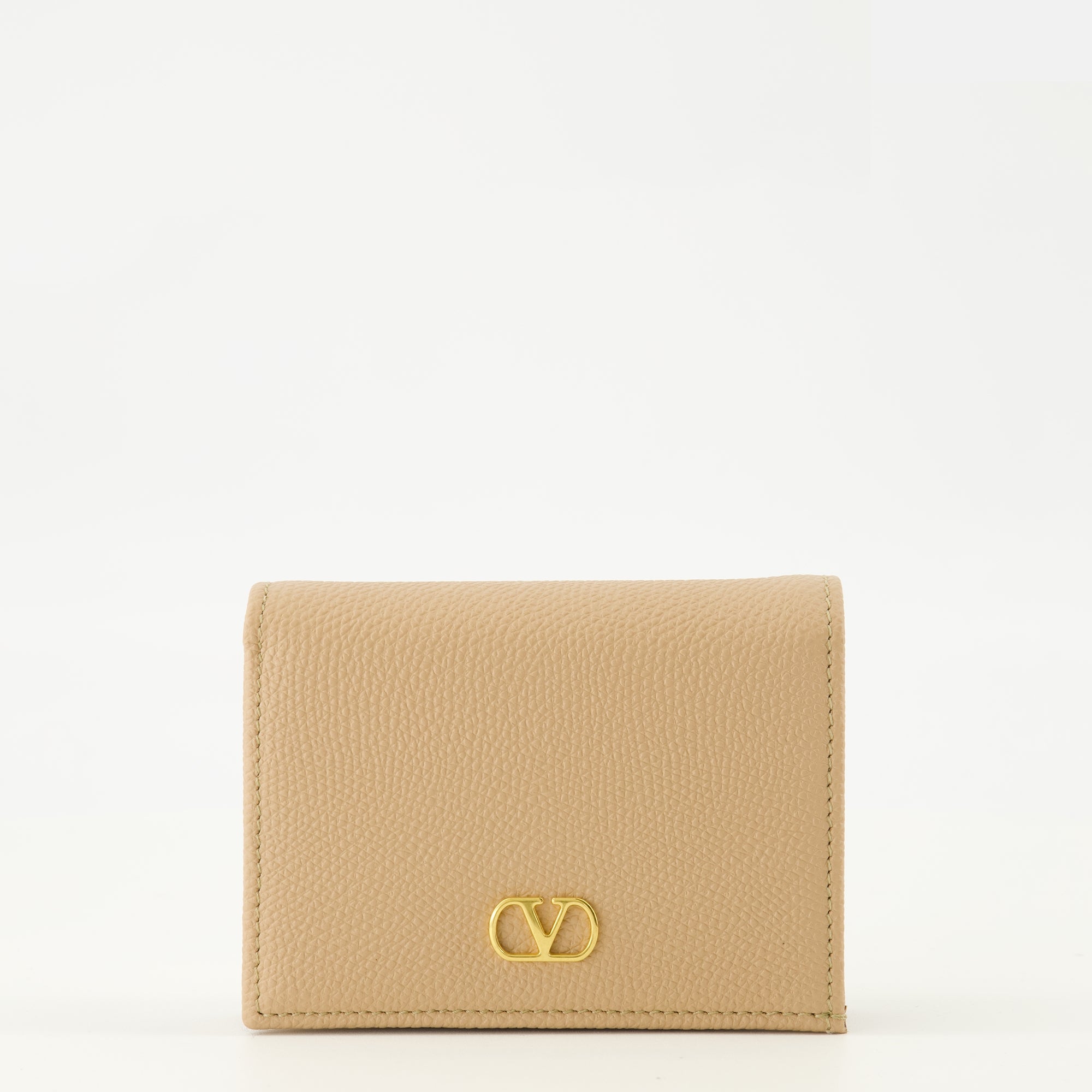 女性用のヴァレンティノ・ガラヴァーニのベージュVlogo財布の画像 - 2026春夏シーズン - 前面ビュー