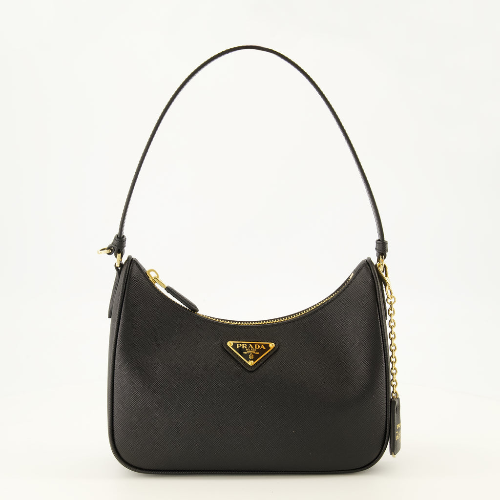 Sacs à main et épaule Mini Bag Re-Edition 2005 aus schwarzem Leder Prada Noir Femme