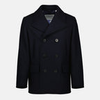 Imagen del abrigo azul de lana de la marca Burberry para hombre - Temporada Otoño-Invierno 2025 - Vista frontal