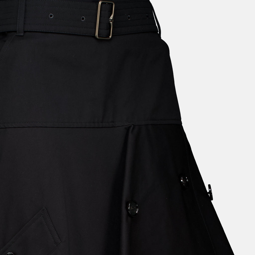 Jupes Saia Trench Assimétrica em Gabardine Preta Burberry Noir Femme