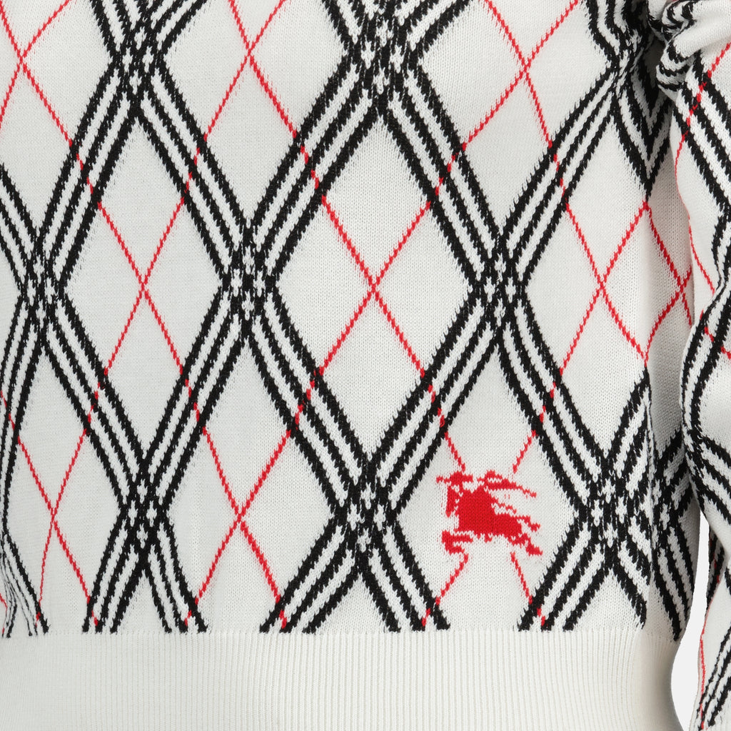 Maille Suéter de patrón a cuadros Burberry Blanc Femme