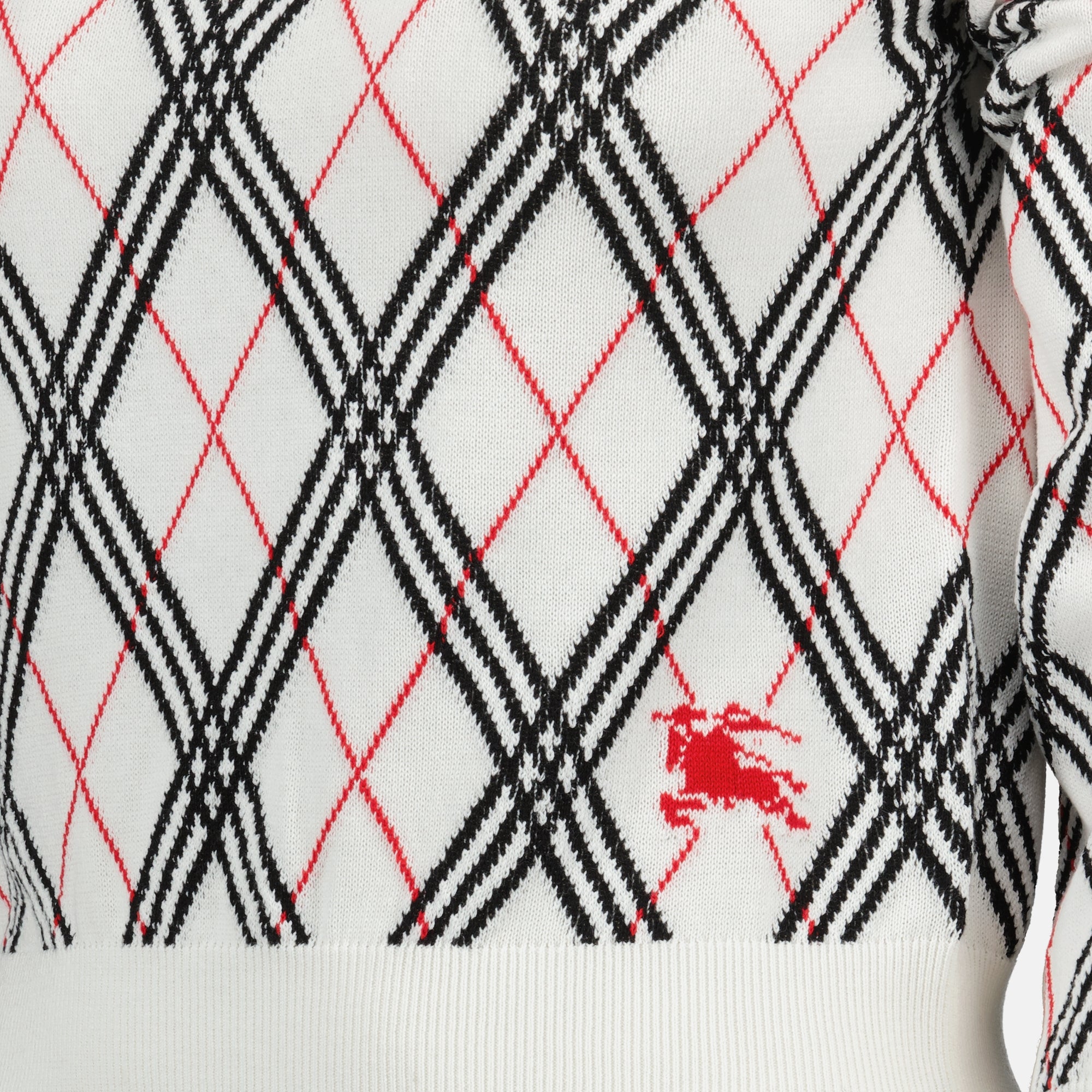 Maille Pull à carreaux Check Burberry Blanc Femme