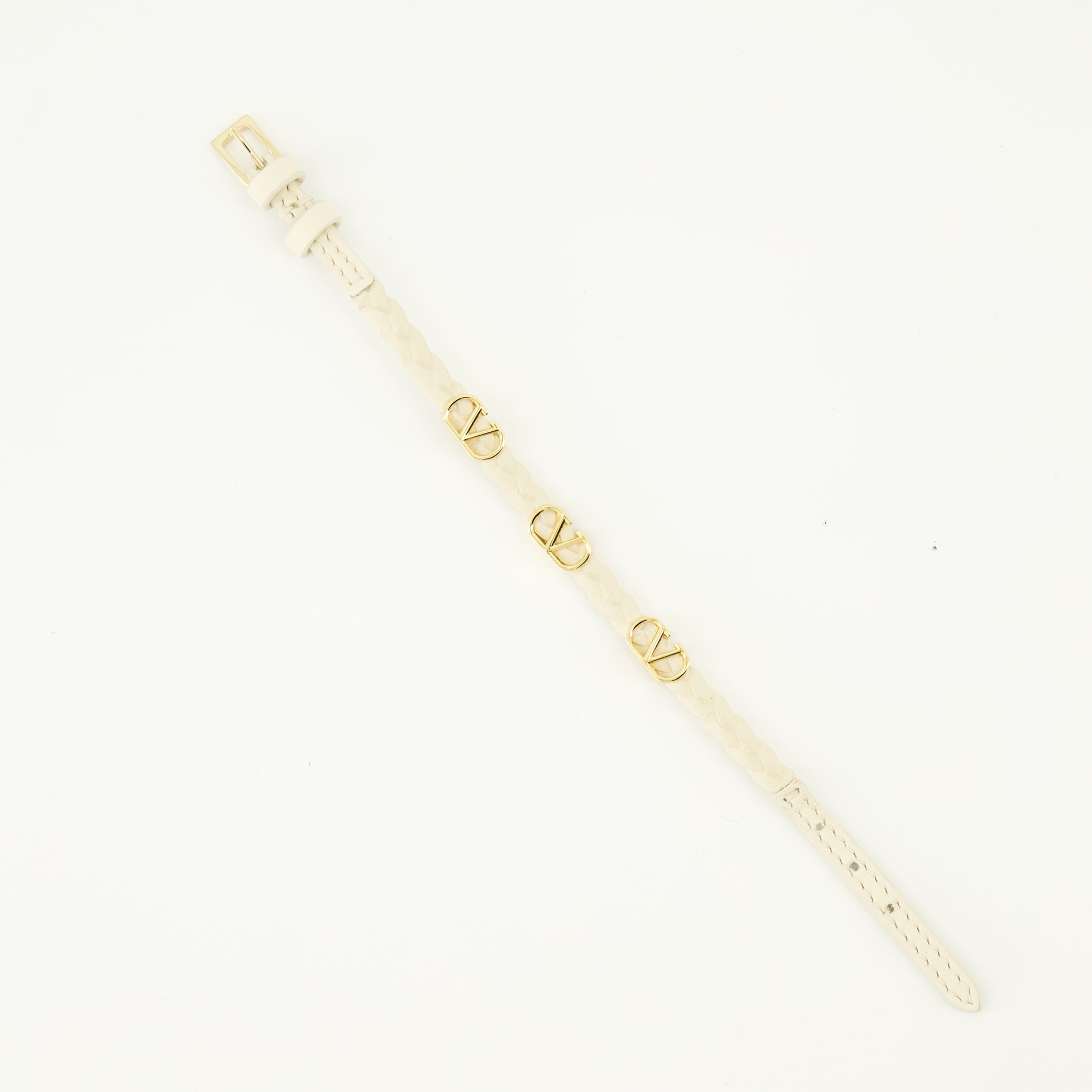 Image de l'article Bracelet en cuir Vlogo beige de la marque Valentino Garavani pour Femme - Saison Printemps-Été 2026 - Vue détaillée_2