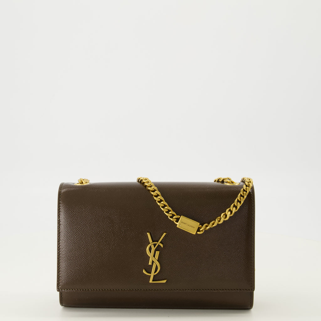 Sacs bandoulière Sac New Kate small marron en cuir Saint Laurent Marron Femme