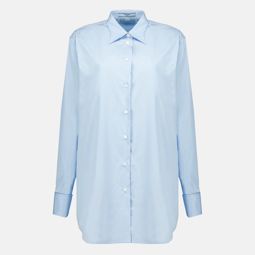 Chemises Camicia Popeline Blu OverSize Prada Bleu Femme
