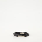 Bijoux Bracelet double en cuir Saint Laurent Noir Homme