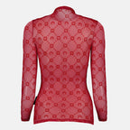 Bild des roten Mesh-Monogramm-Tops für Frauen von Marine Serre - Herbst-Winter 2025 - Rückansicht
