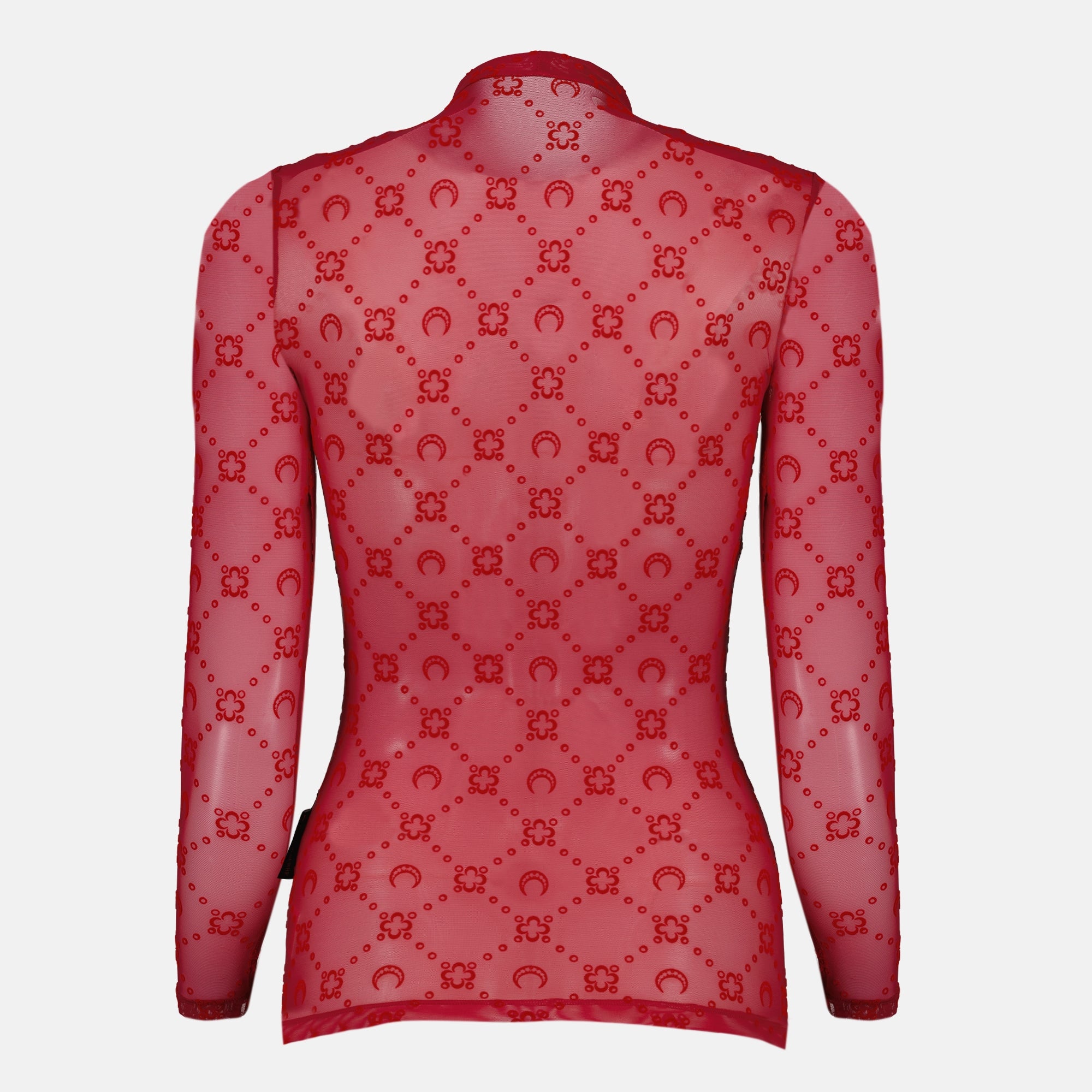 Bild des roten Mesh-Monogramm-Tops für Frauen von Marine Serre - Herbst-Winter 2025 - Rückansicht
