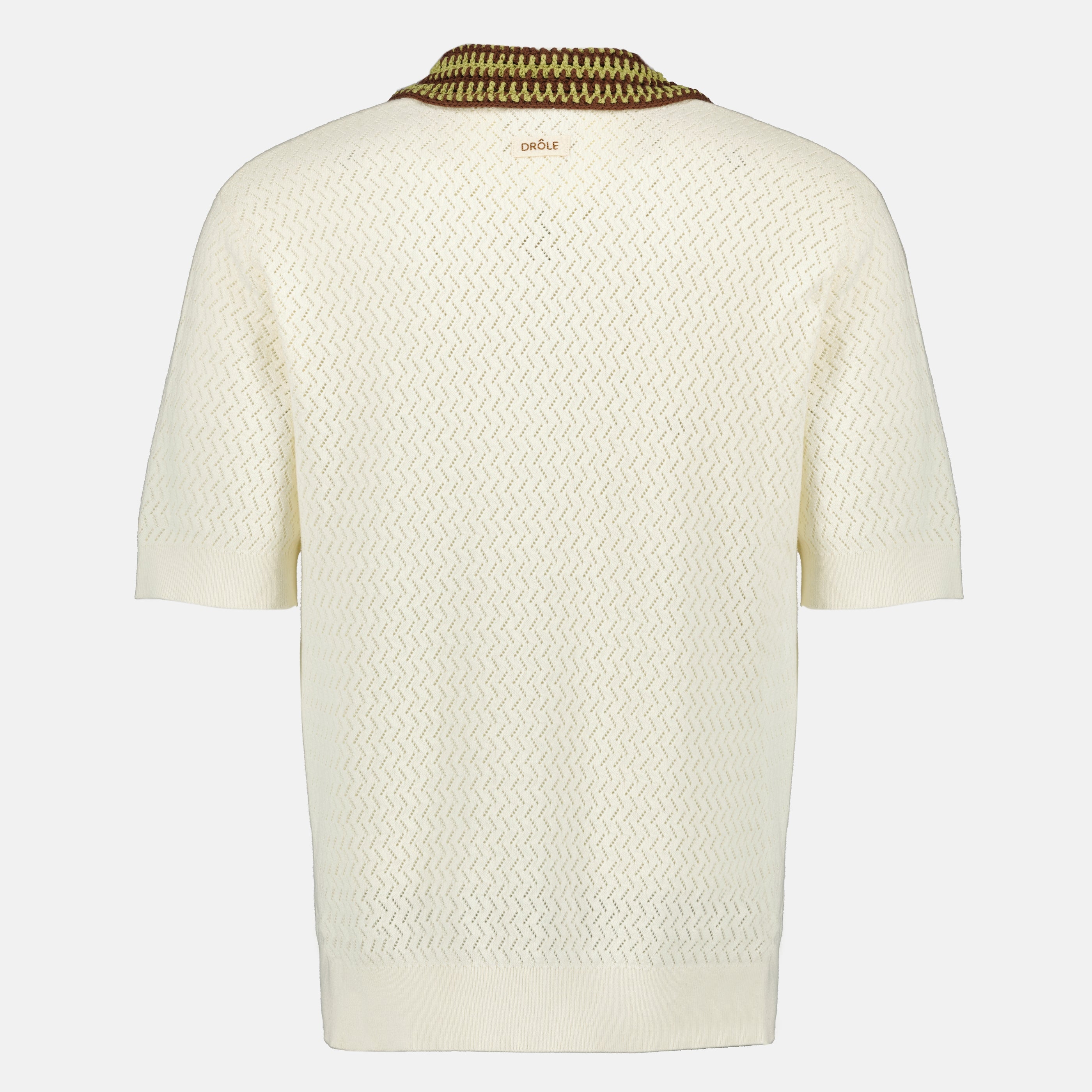 Imagen del polo de punto beige D-Miroir de la marca Drole De Monsieur para Hombre - Temporada Primavera-Verano 2026 - Vista Trasera