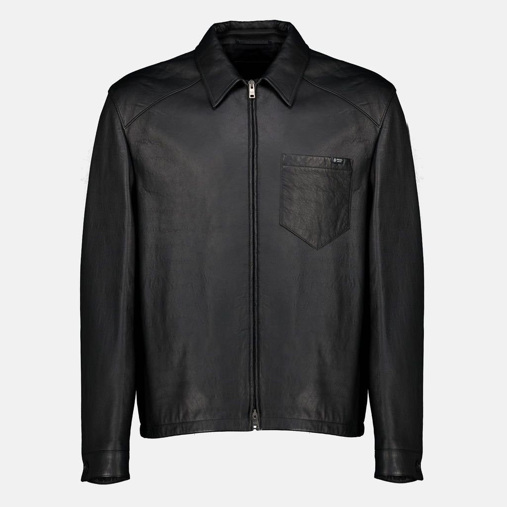 Manteaux 블랙 나파 가죽 자켓 Prada Noir Homme