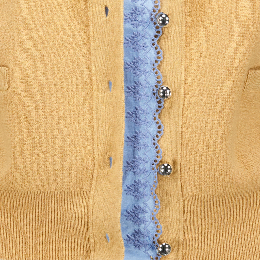 Maille Cardigã de Lã Camel Rabanne Jaune Femme