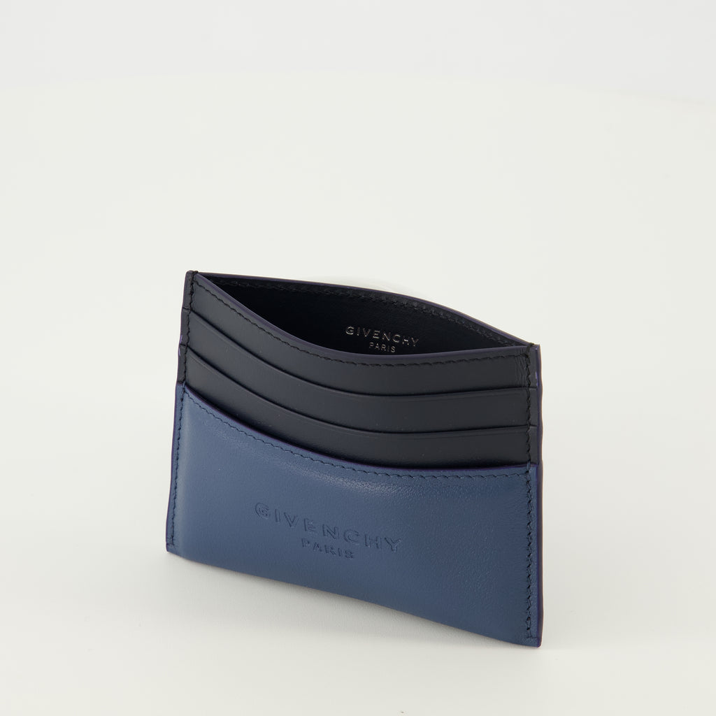Image of the Antigona Stamped navy blue card holder from the Givenchy brand for Men - Spring-Summer 2026 - Detailed View_2
