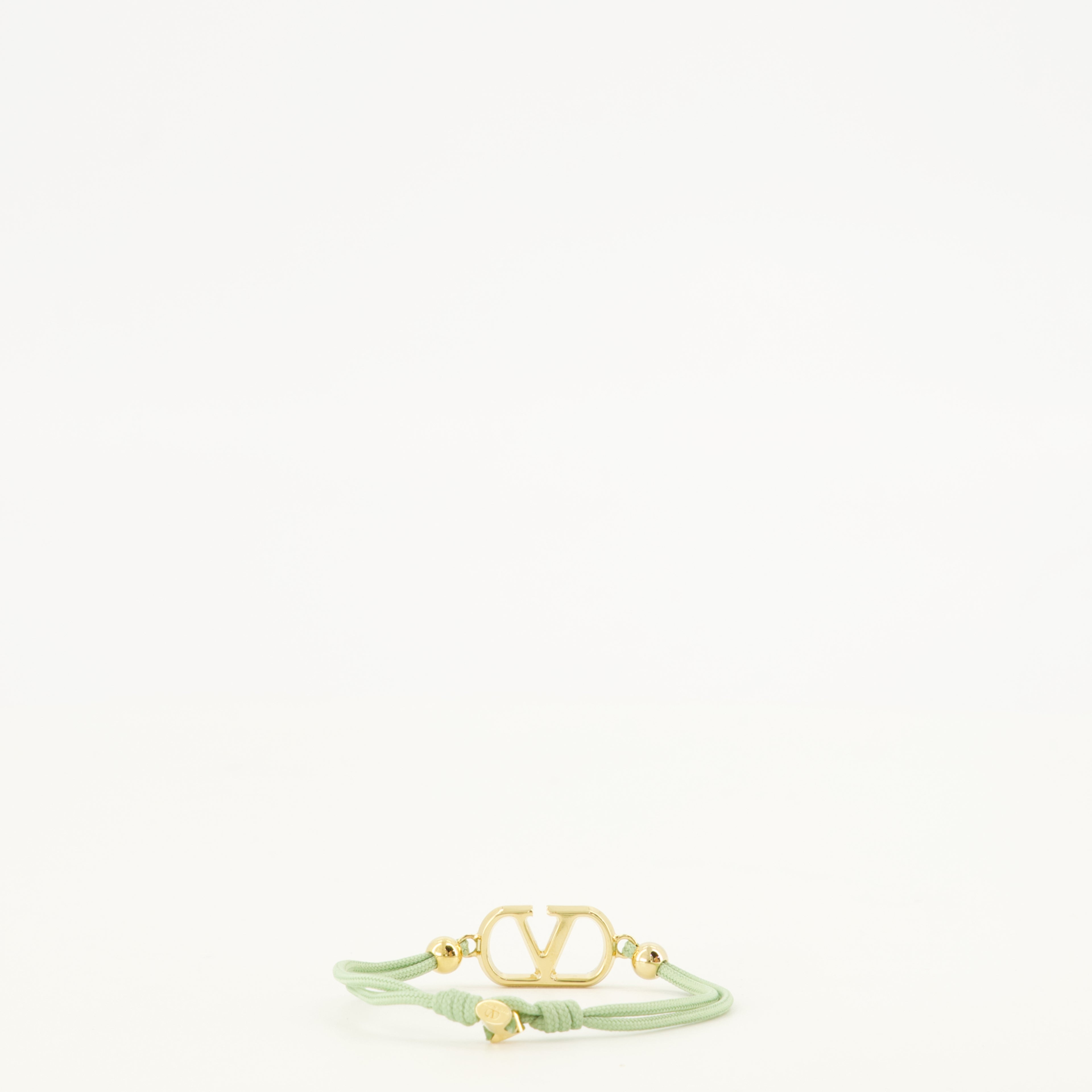 Bijoux Bracelet Vlogo en coton et Cristaux Swarovski® Valentino Garavani Vert Femme
