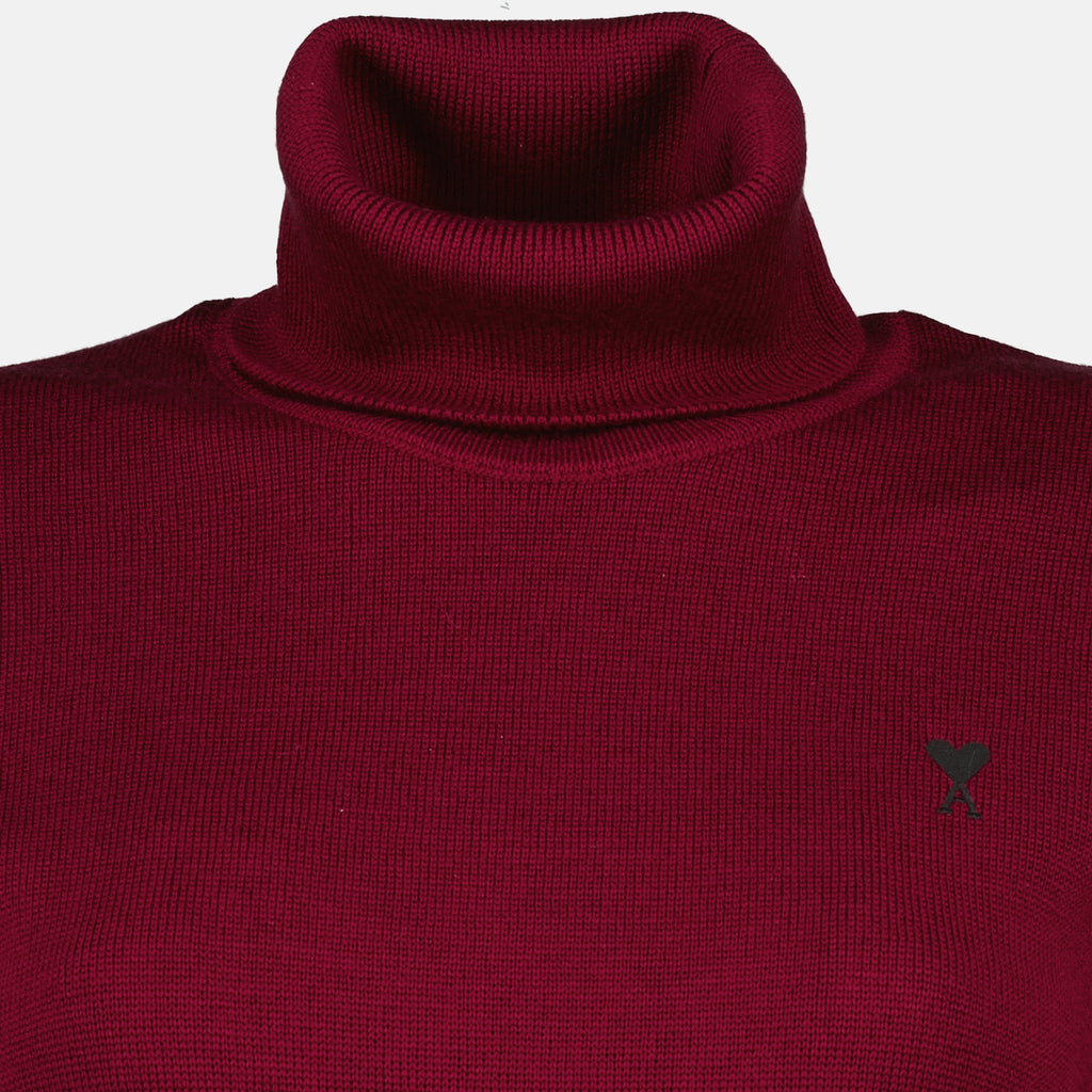 Imagen del suéter de cuello alto Ami de coeur de la marca Ami PARIS para Mujer - Temporada Otoño-Invierno 2025 - Vista Detallada_6