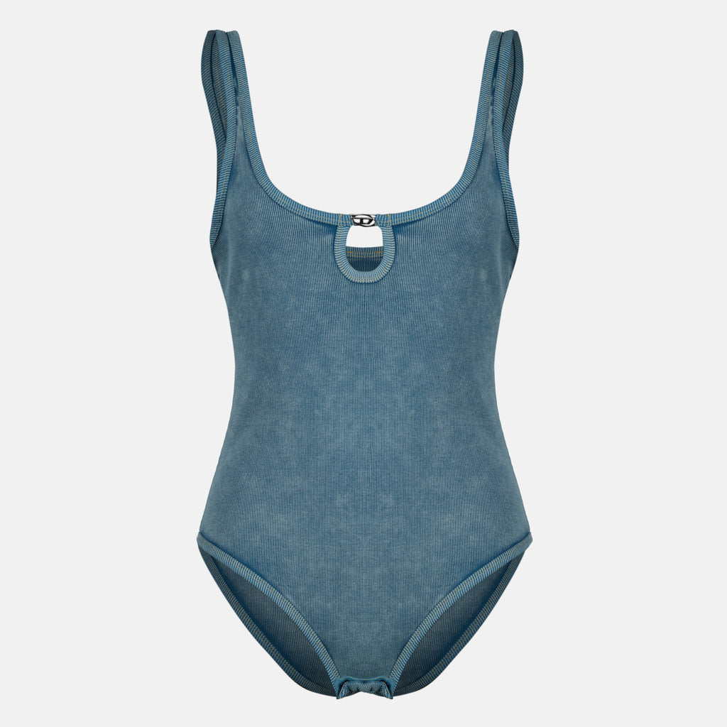 여성을 위한 Diesel 브랜드의 파란색 Maura 면 바디수트 이미지 - 2026 봄-여름 시즌 - 앞면 보기