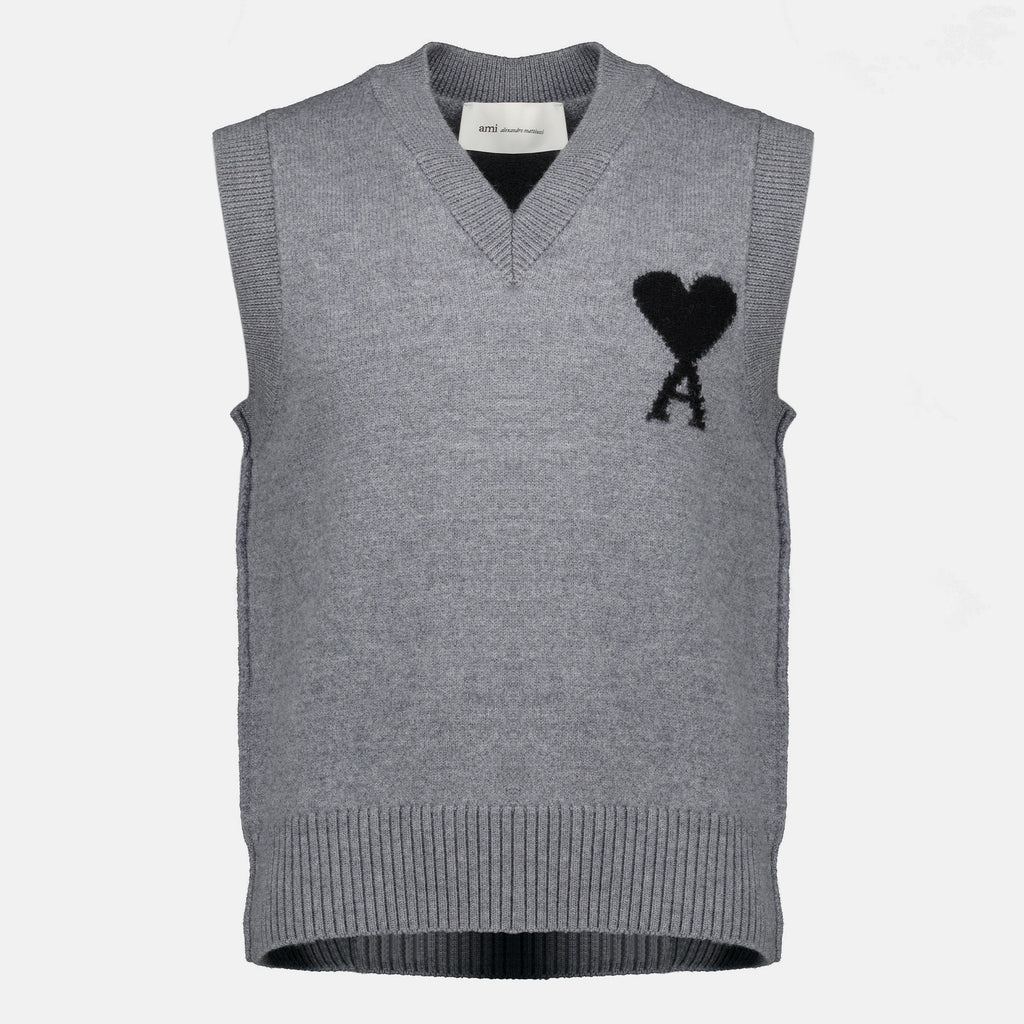 Maille Gray Sleeveless Sweater AMI de Coeur Ami PARIS Gris Homme
