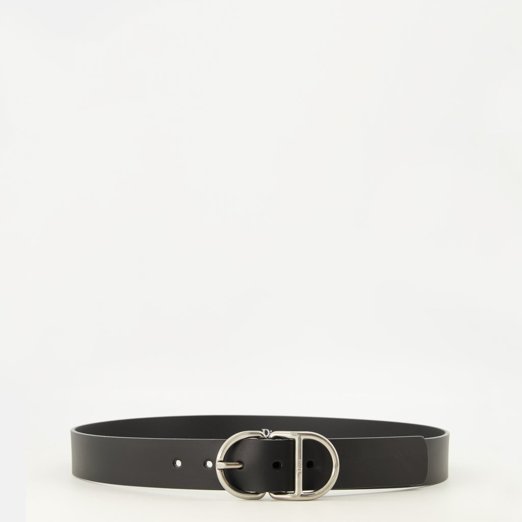 Ceintures Cinto de Couro Preto CD Dior Noir Homme