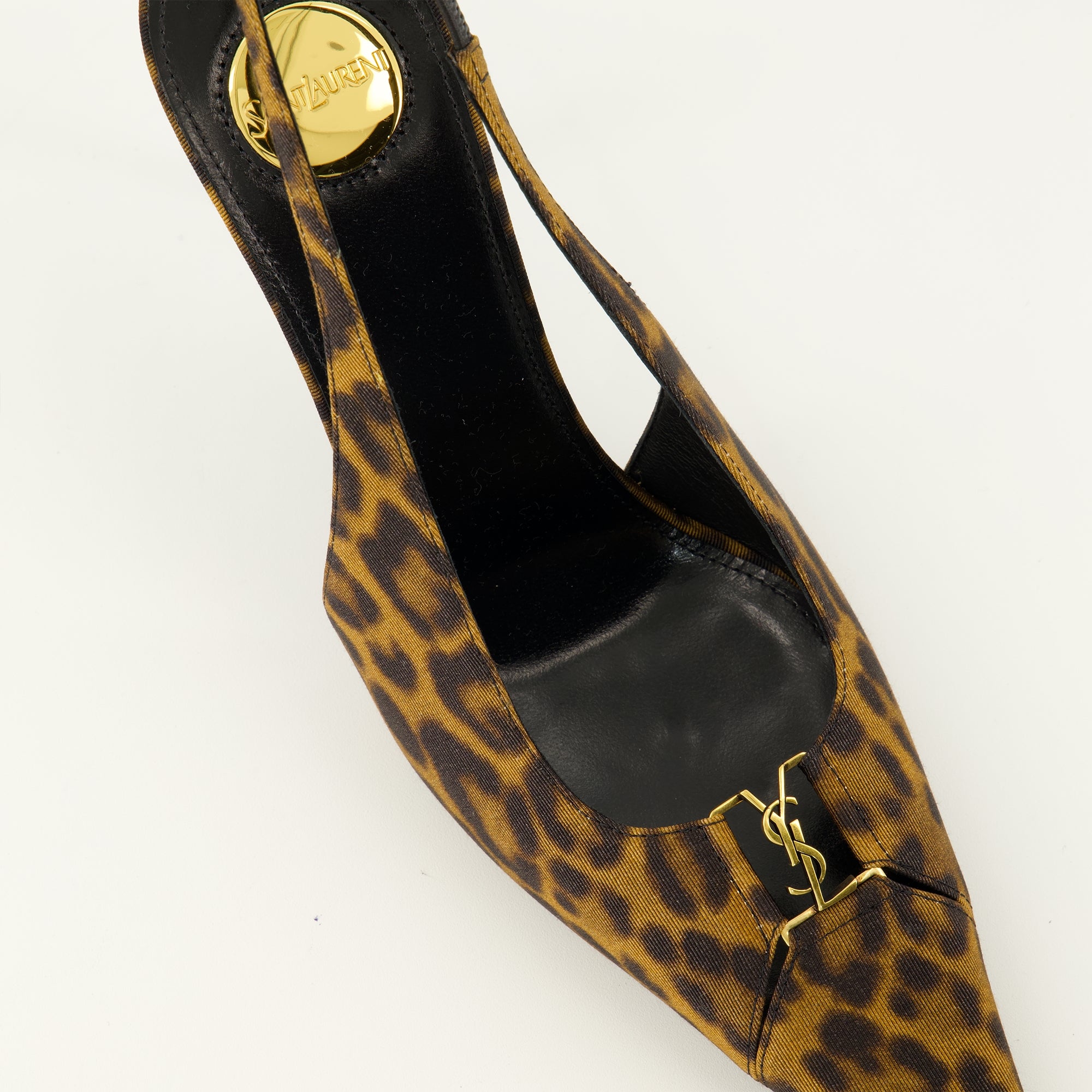 Escarpins Slingbacks Babylone Breteuil en léopard Saint Laurent Marron Femme