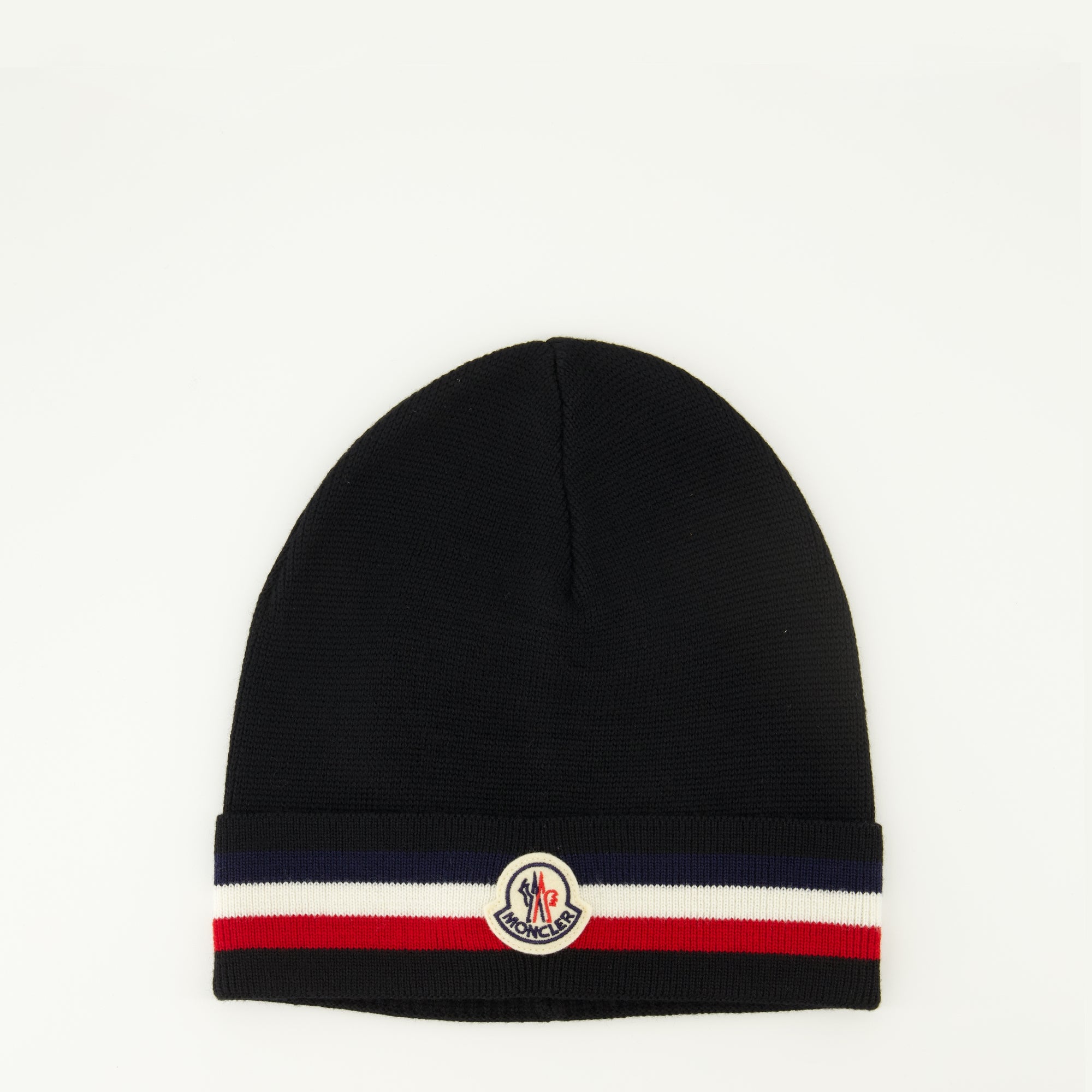 Image of Moncler brand Men's Tricolor Beanie - Fall-Winter 2025 - Front View