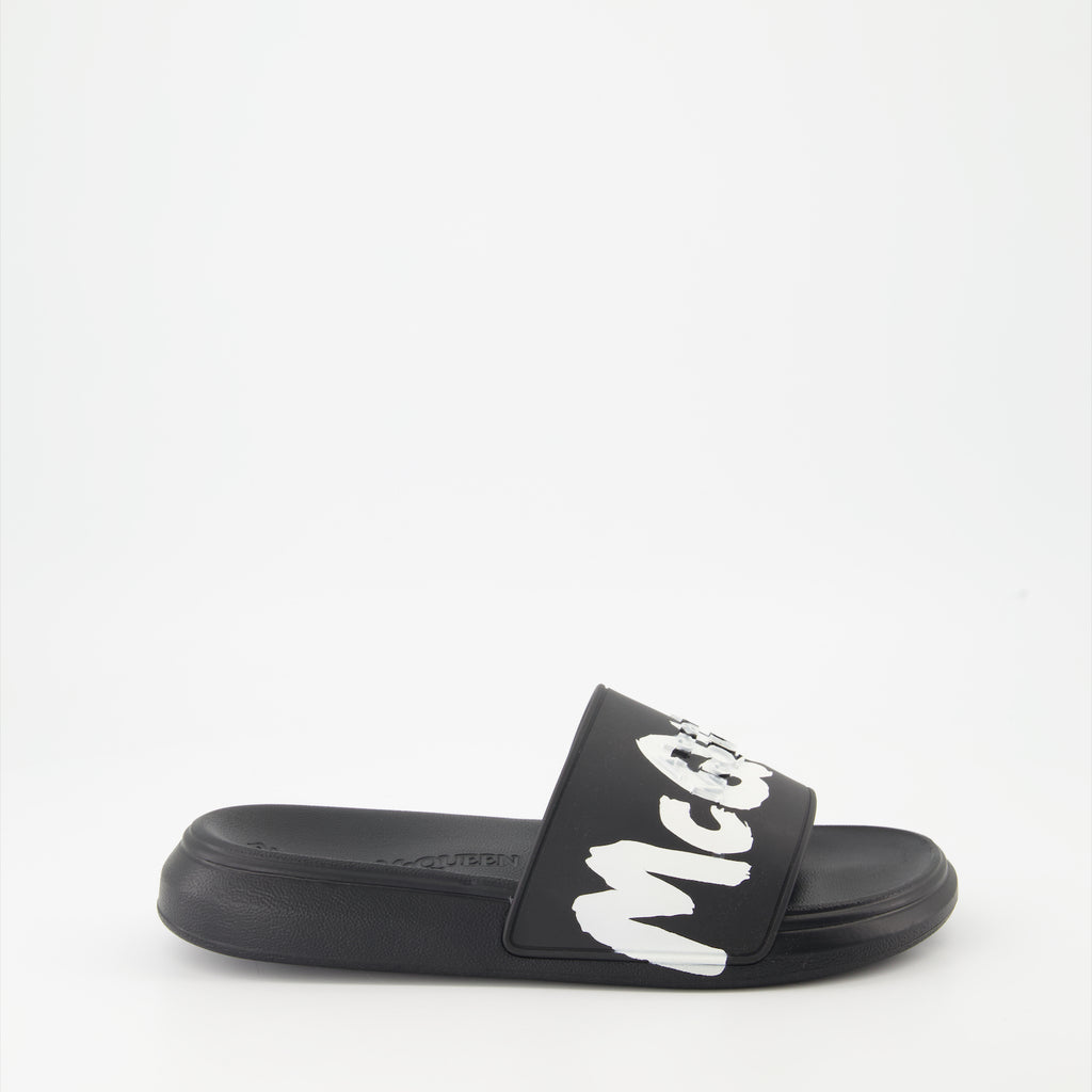 Sapatos abertos Claquettes Graffiti Alexander McQueen Preto Homme