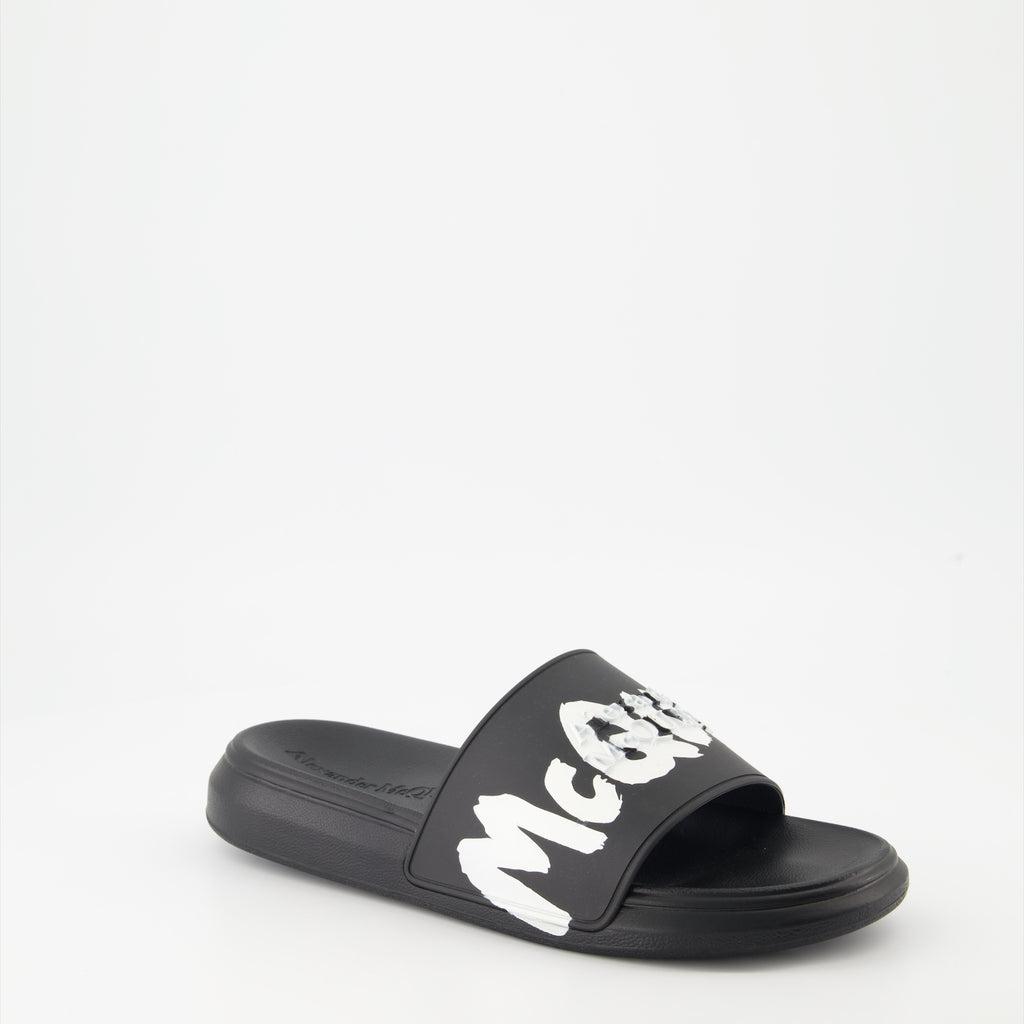 Sapatos abertos Claquettes Graffiti Alexander McQueen Preto Homme